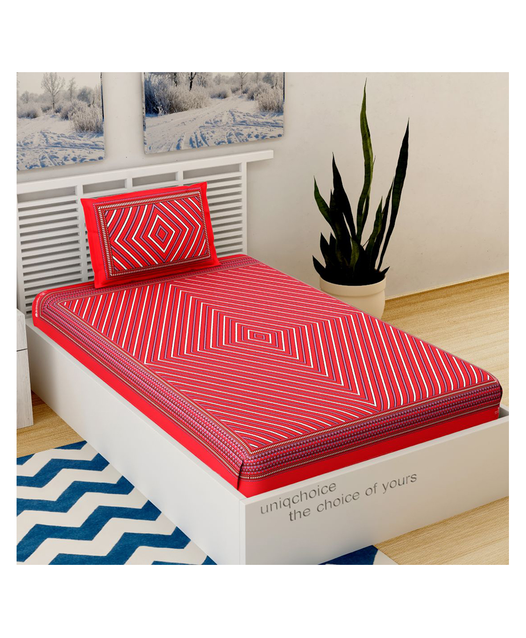 UniqChoice Pure Cotton Jaipuri Single bed sheet With 1 Pillow Cover-image-27