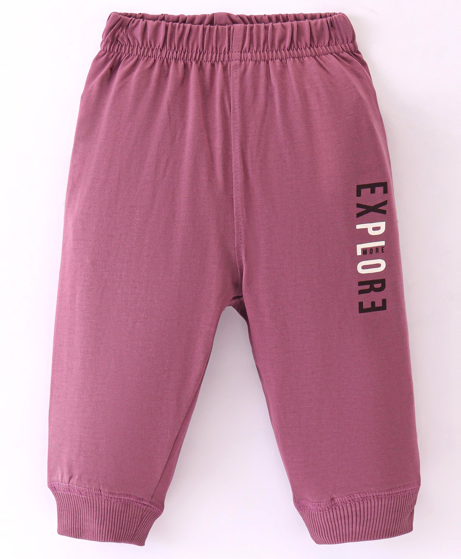 Doreme Single Jersey Knit Full Length Lounge Pants With Text Print - Plum-picture-14