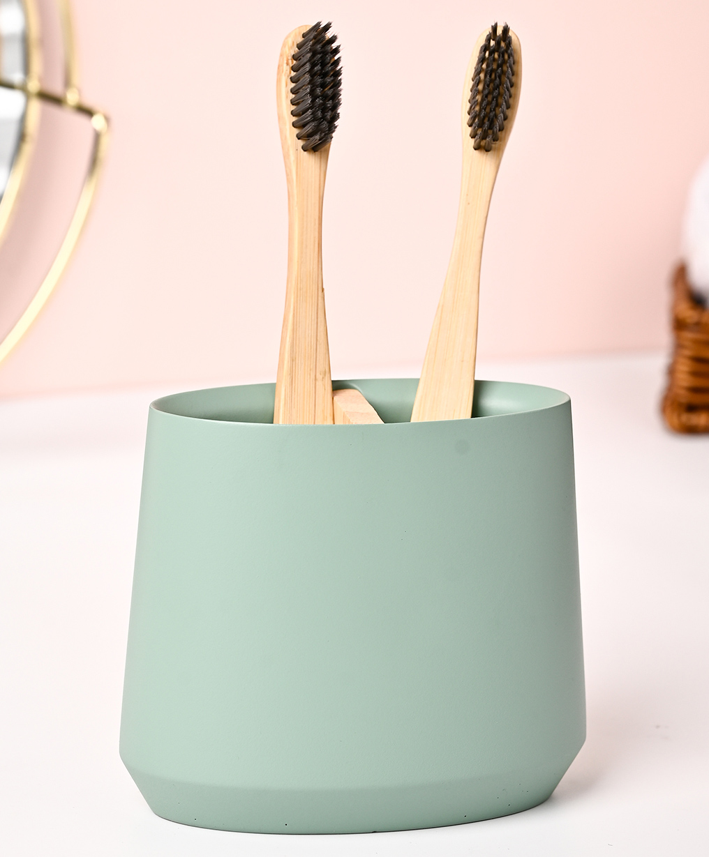 VONCASA Green Polyresin Toothbrush Holder For Utility And Bathroom Décor-image-0