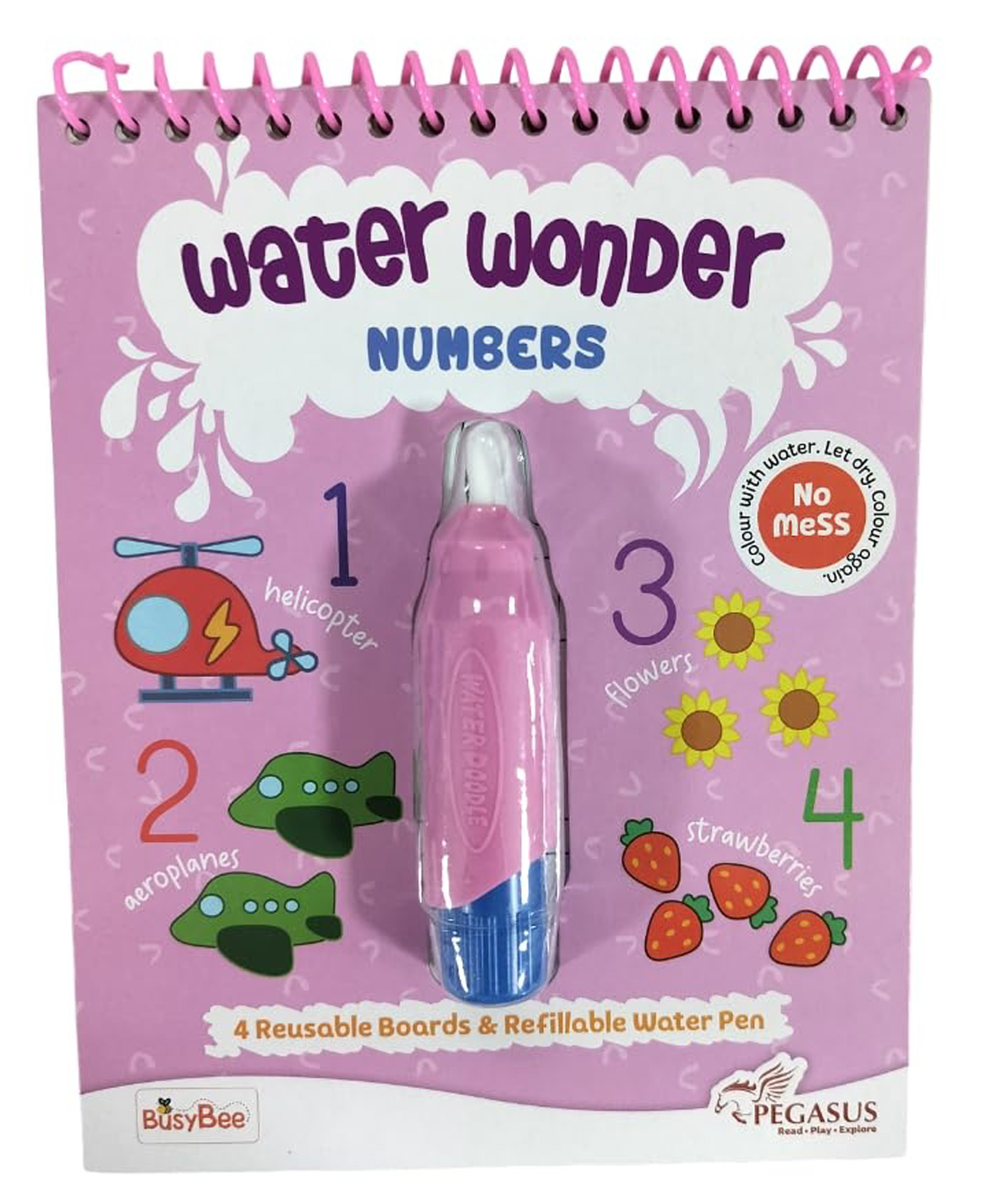 Reusable Magic Water Coloring Book For Kids, Mess-Free Art with Quick Dry Technology (Numbers Theme | 4 Reusable Coloring & Activity Boards | 1 Refillable Water Pen)-image-10