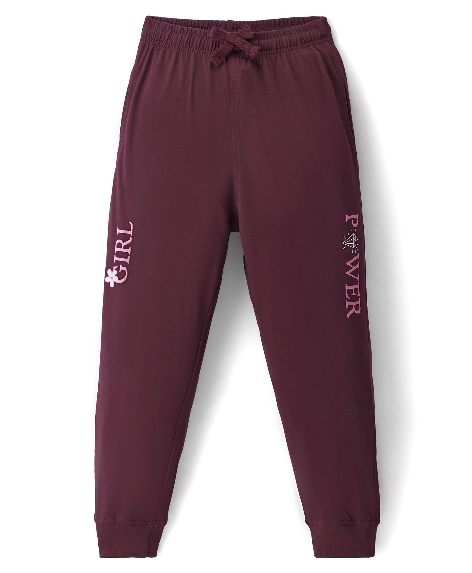 Doreme Single Jersey Knit Full Length Lounge Pants With Text Print - Wine-picture-17