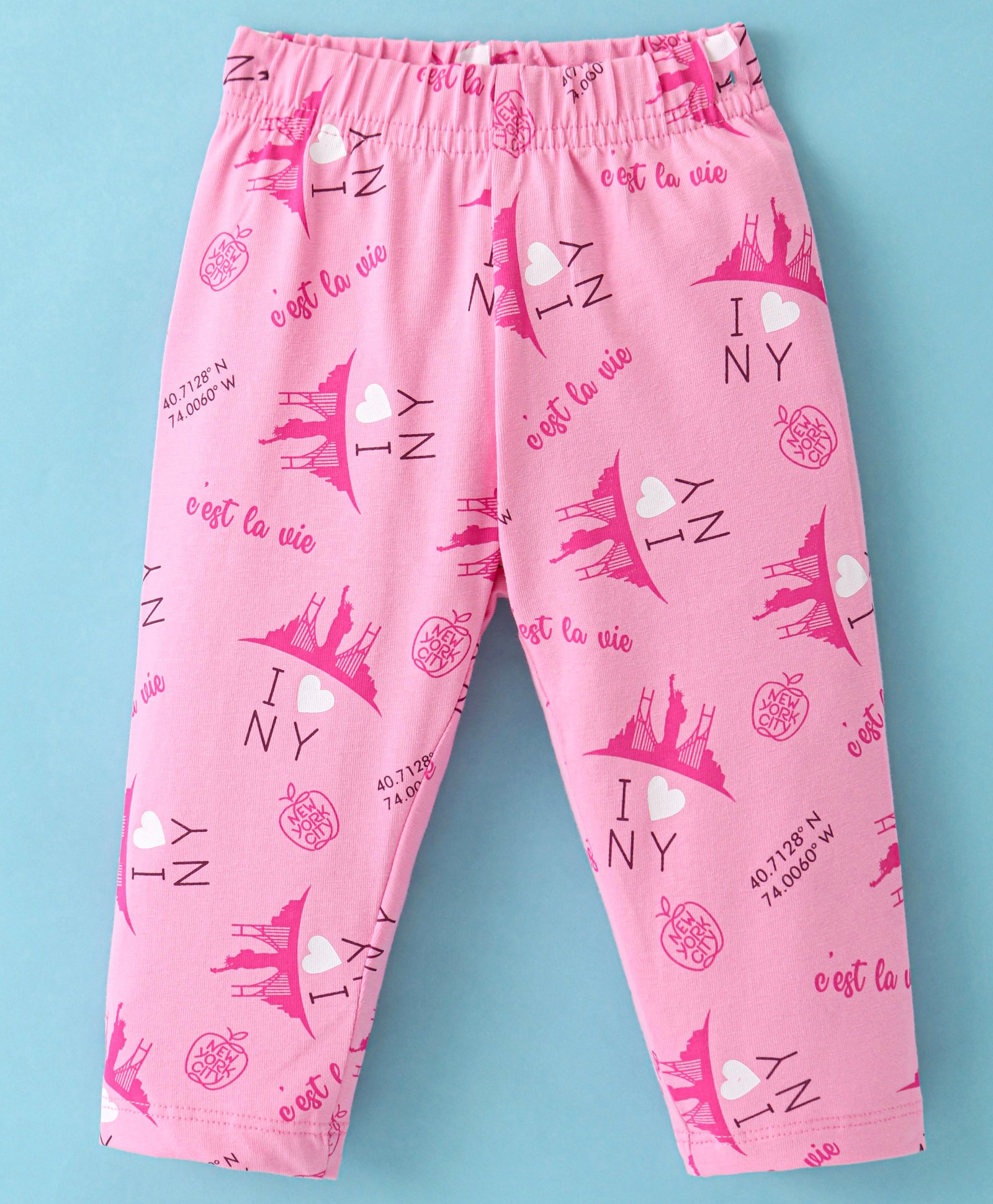 Doreme Single Jersey Knit Full Length Leggings With Text Print - Pink-picture-24
