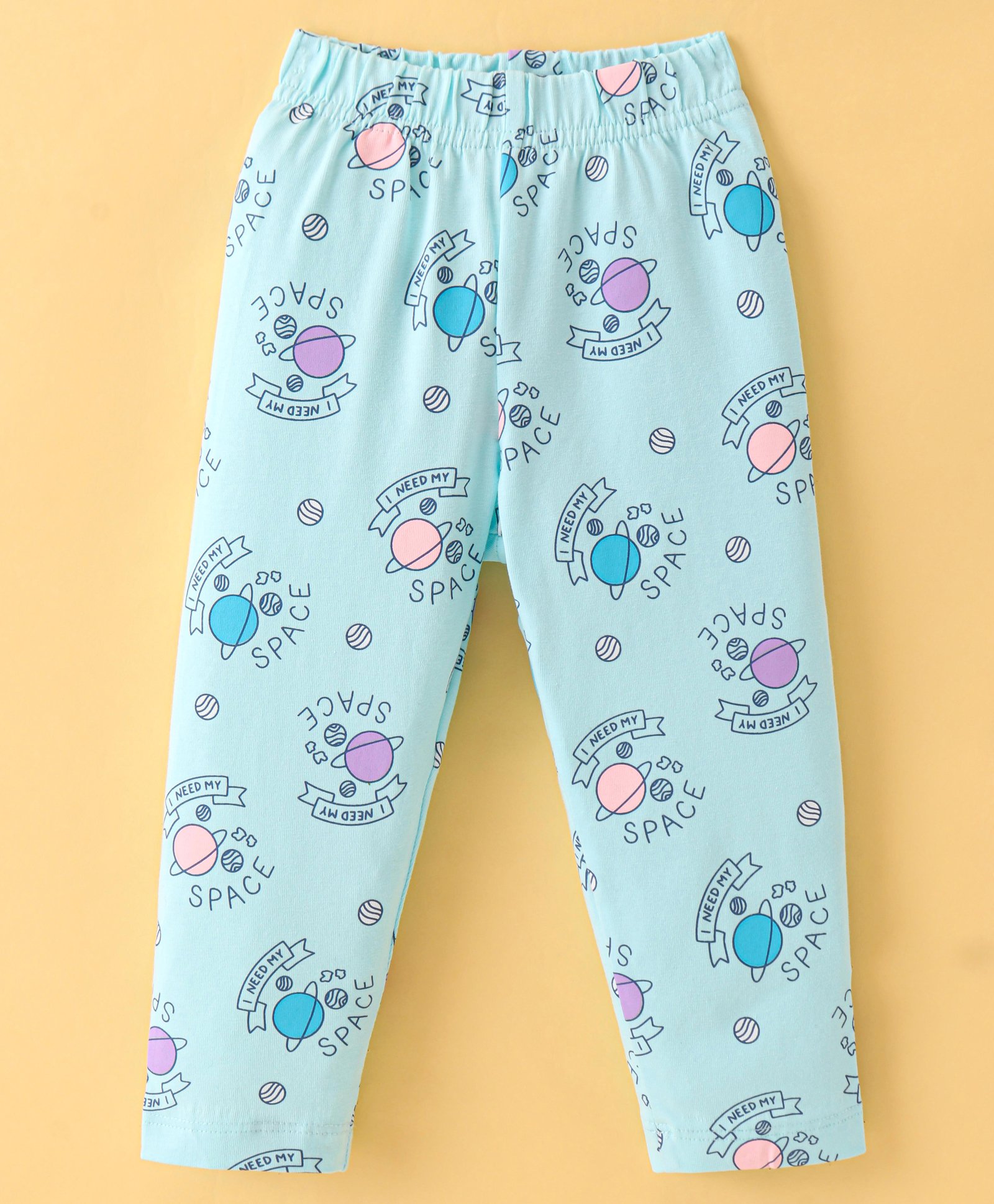 Doreme Single Jersey Knit Full Length Leggings With Space Theme Print - Light Blue-picture-38