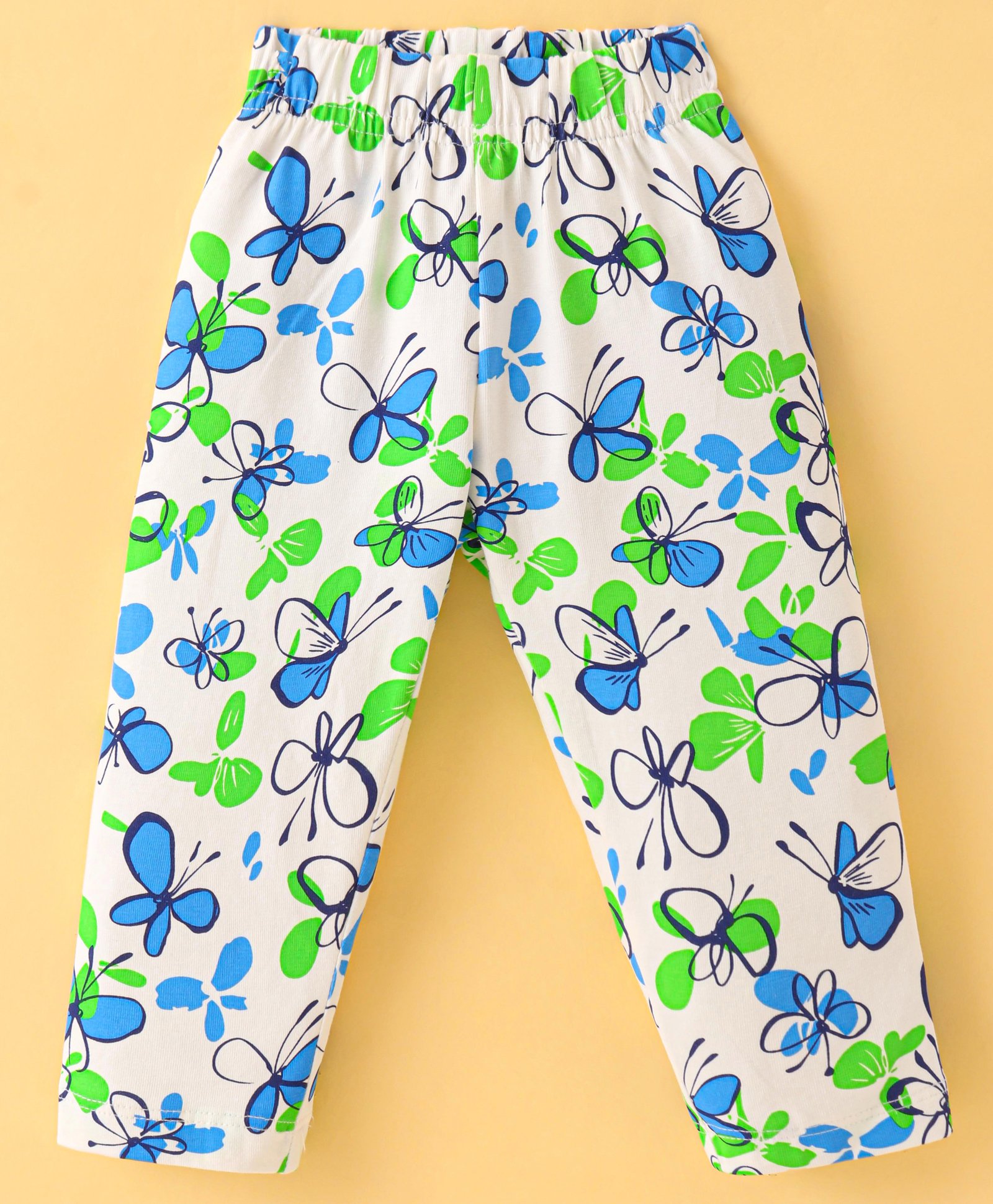Doreme Single Jersey Knit Full Length Leggings With Butterflies Print - Off White-picture-34