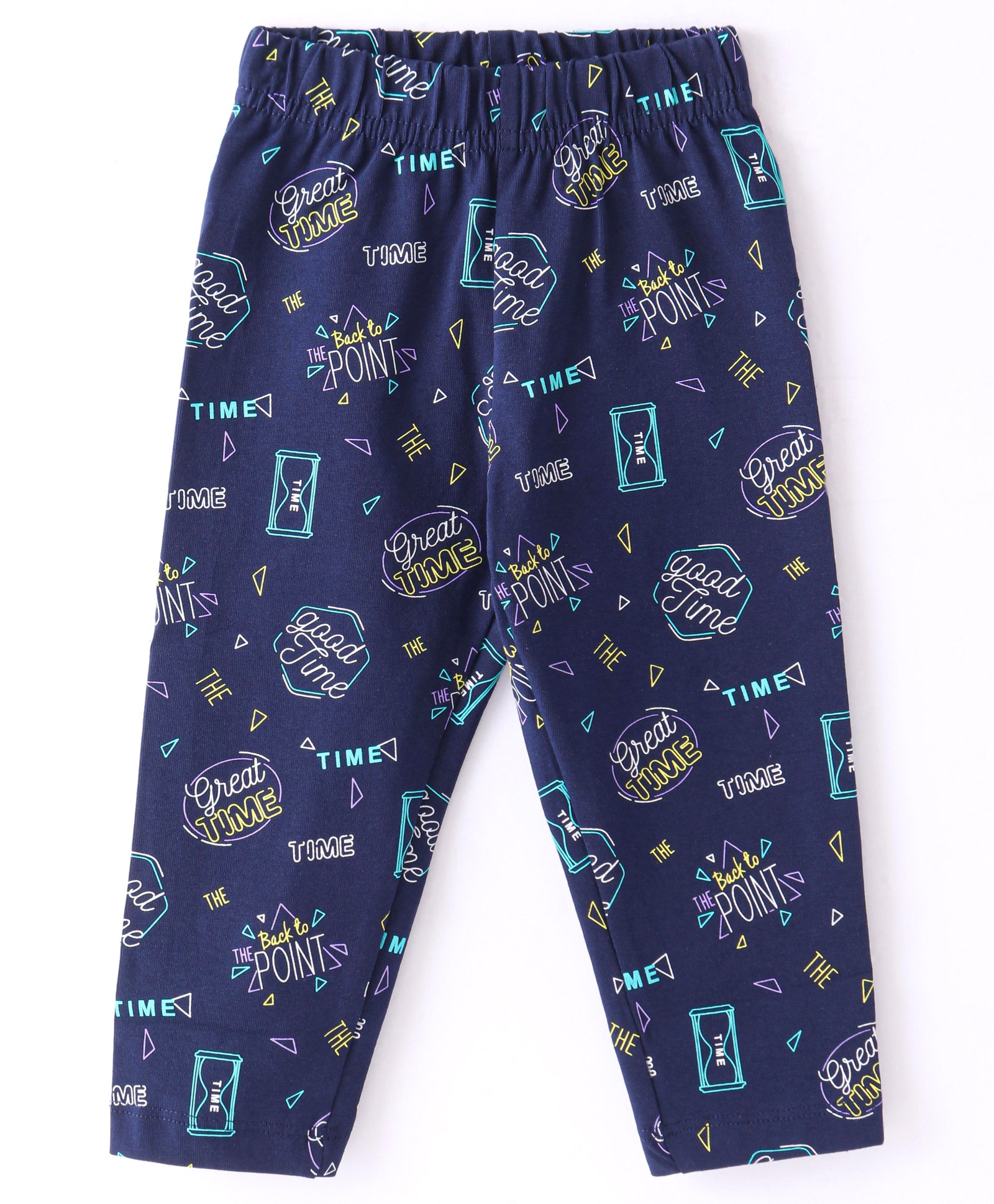 Doreme Single Jersey Knit Full Length Leggings With Text Print - Navy-picture-20
