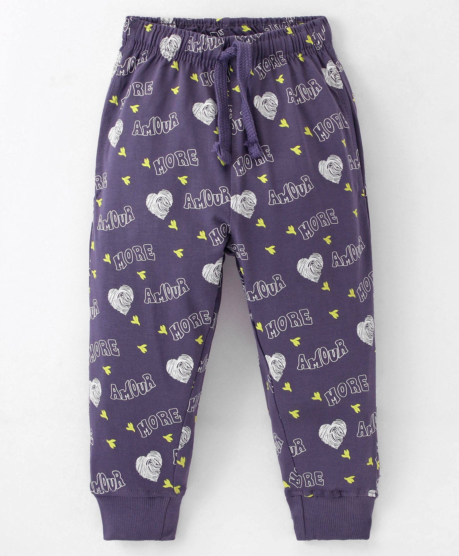 Doreme  Single Jersey Full Length Legging with Heart & Text  Print - Blue-picture-11