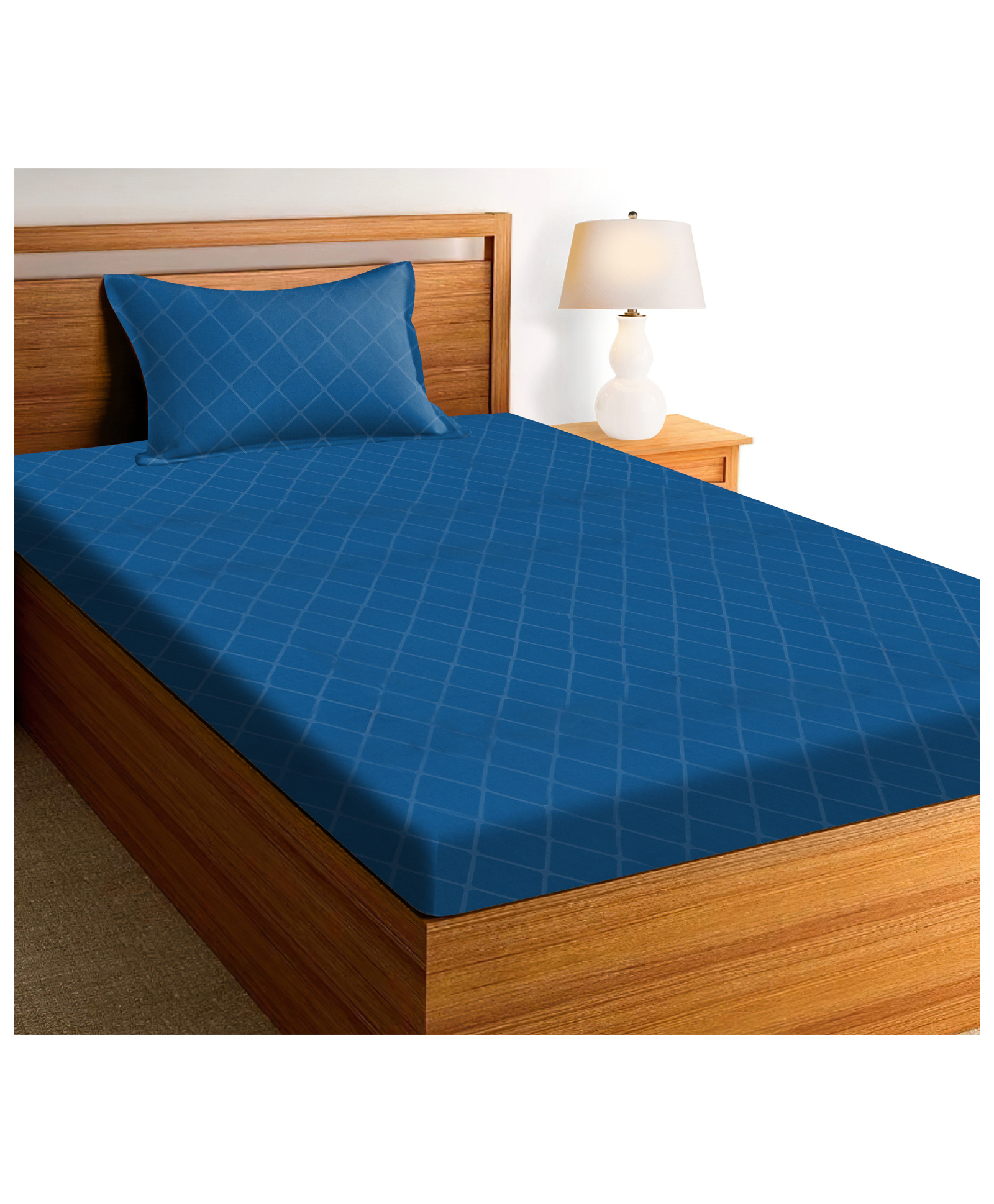 RRC Super Soft Brushed Microfiber Cotton 1 Single Bed sheet With 1 Pillow Cover Blue-picture-12