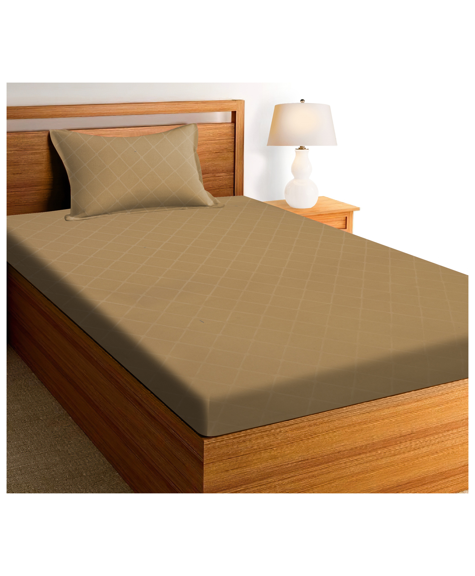 RRC Super Soft Brushed Microfiber Cotton 1 Single Bed sheet With 1 Pillow Cover Beige-image-17