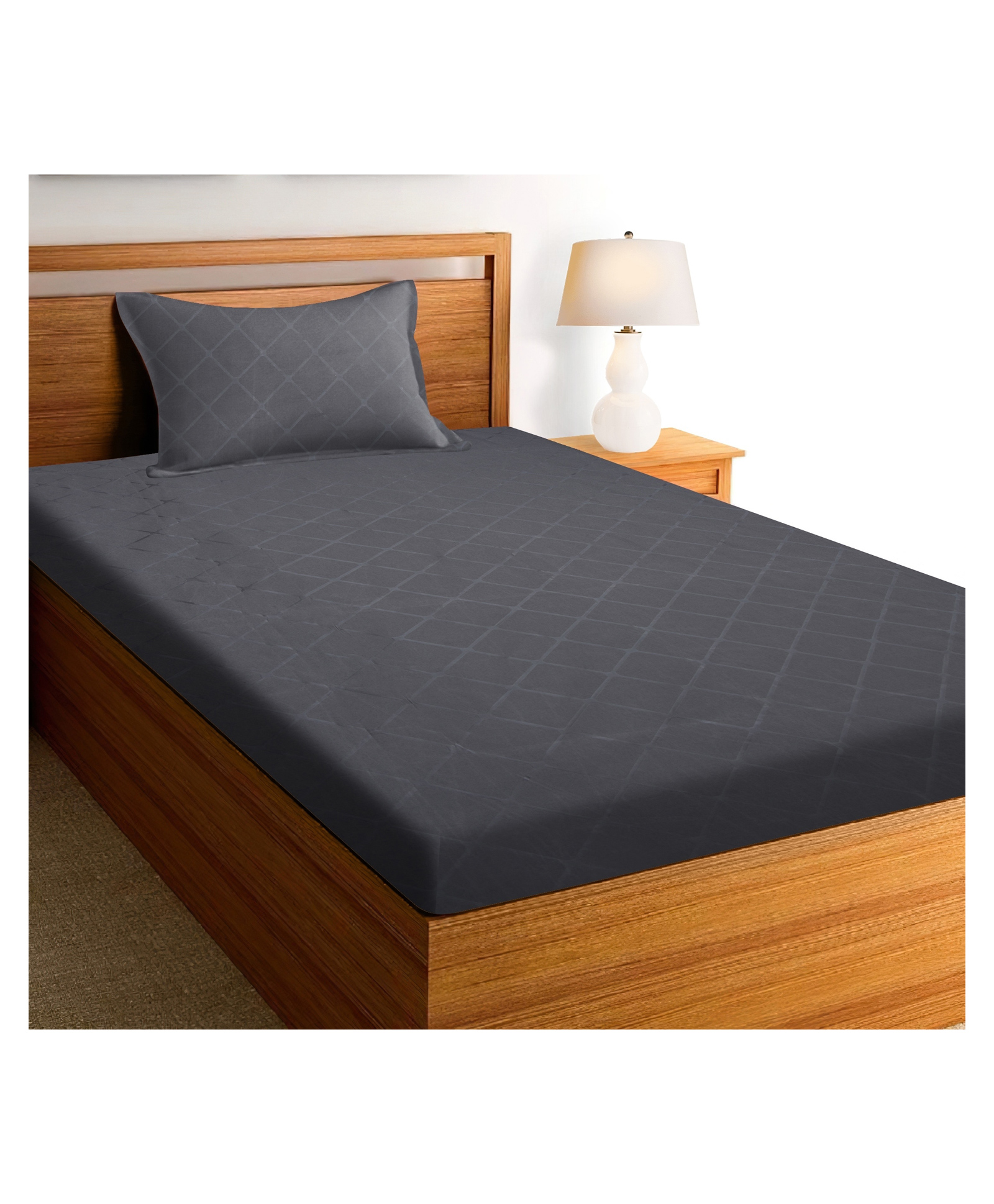 RRC Super Soft Brushed Microfiber Cotton 1 Single Bed sheet With 1 Pillow Cover Grey-picture-14