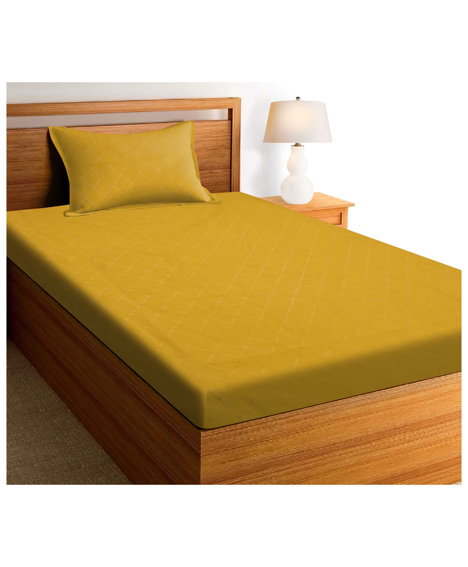 RRC Super Soft Brushed Microfiber Cotton 1 Single Bed sheet With 1 Pillow Cover Yellow-picture-38