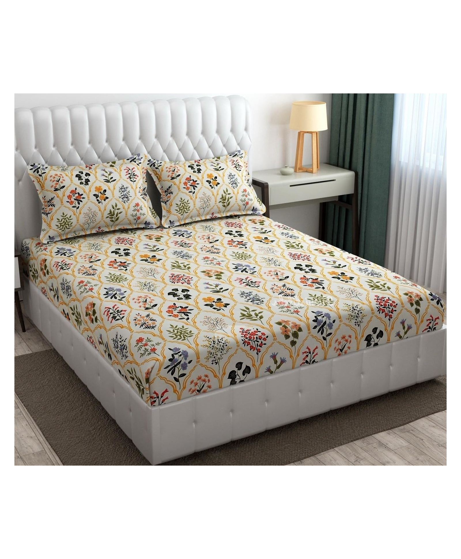 RRC Super Soft Brushed Microfiber Cotton Double Bedsheet With 2 Pillow Cover Cream-picture-12