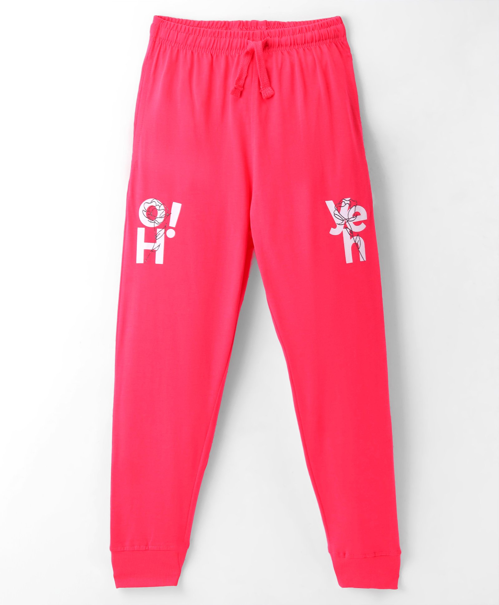 Doreme Single Jersey Knit Full Length Lounge Pants With Text & Glitter Print - Candy Coral-picture-23