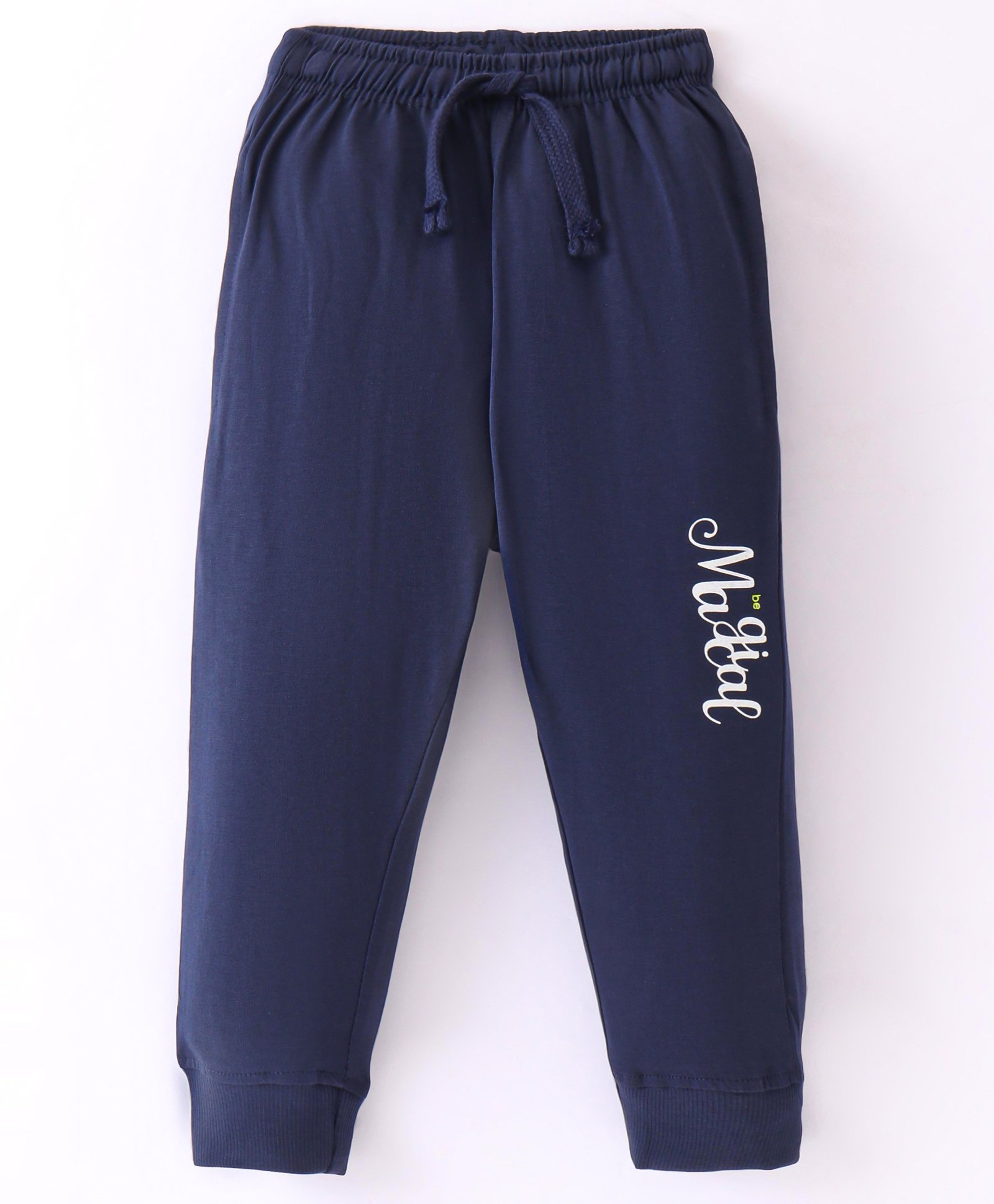 Doreme Single Jersey Knit Full Length Lounge Pants With Text Print - Navy-image-42