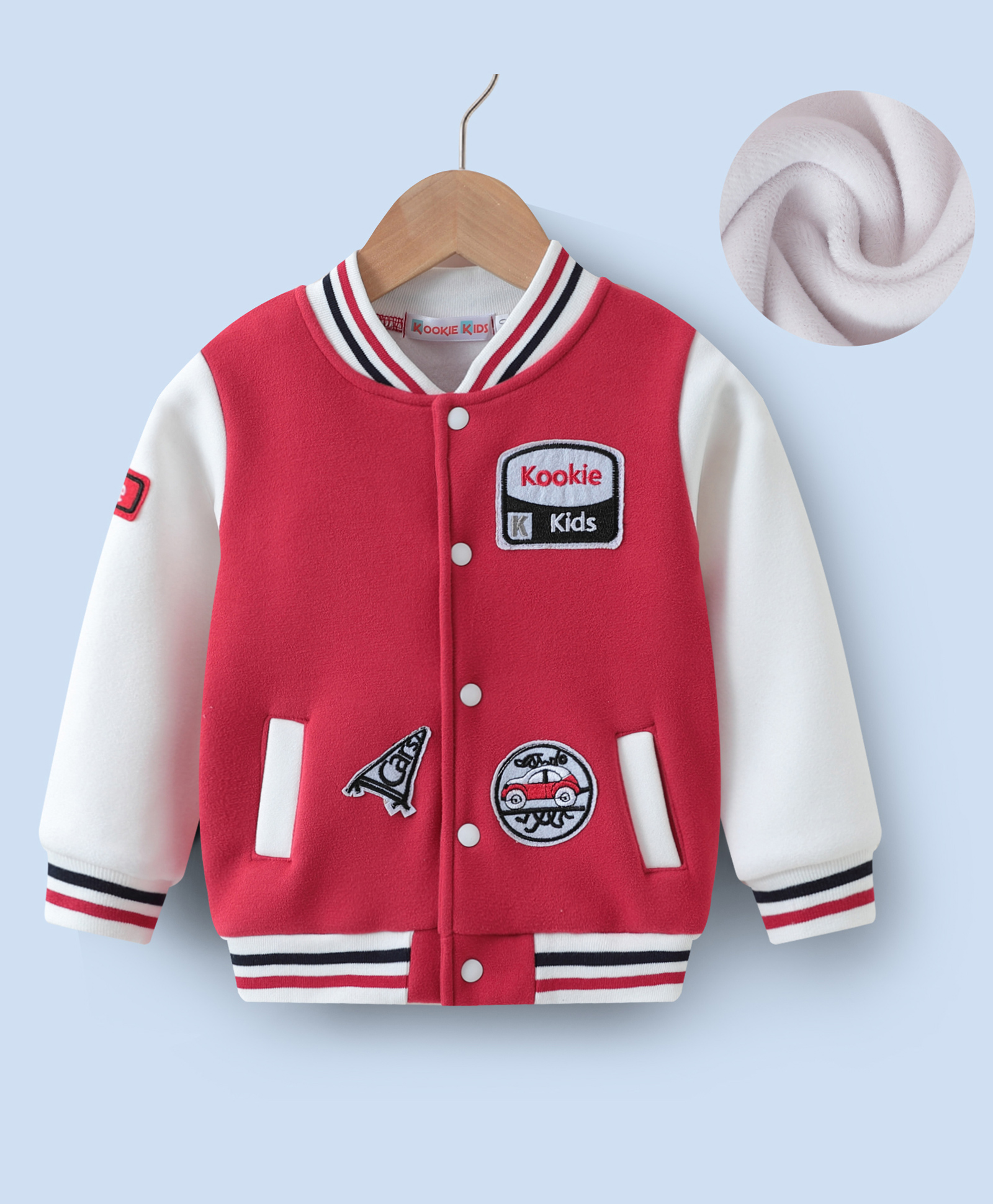 Kookie Kids Full Sleeves Bomber Jacket With Patch Detailing - Red-image-8