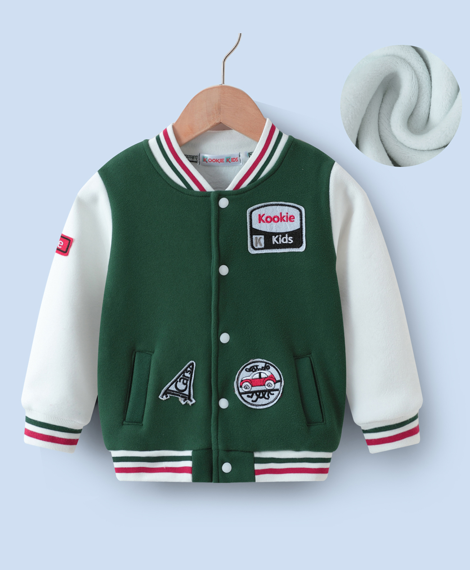 Kookie Kids Full Sleeves Bomber Jacket With Patch Detailing - Green-picture-24