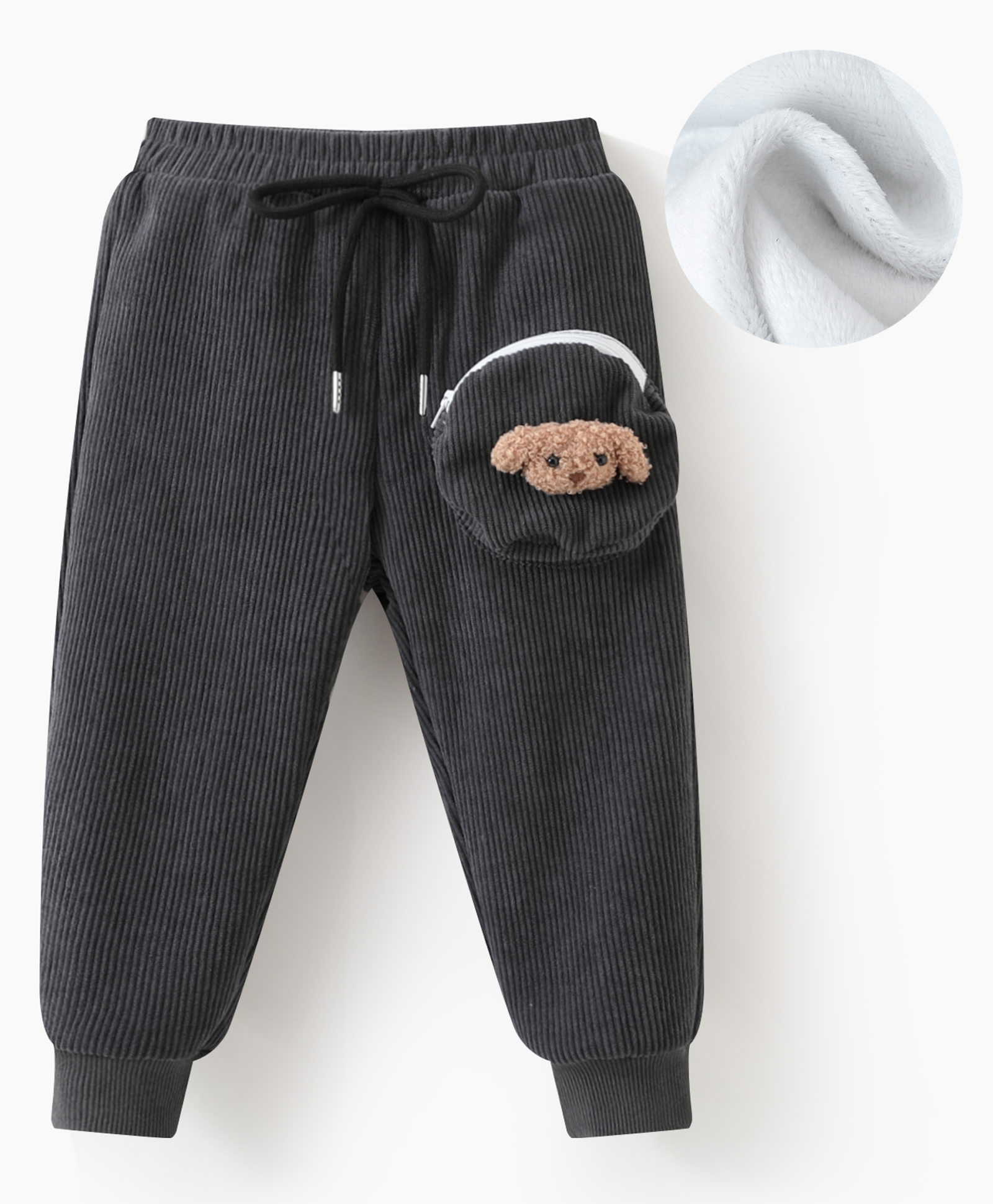 Kookie Kids Full Length Lounge Pants with Puppy Applique - Grey-image-46