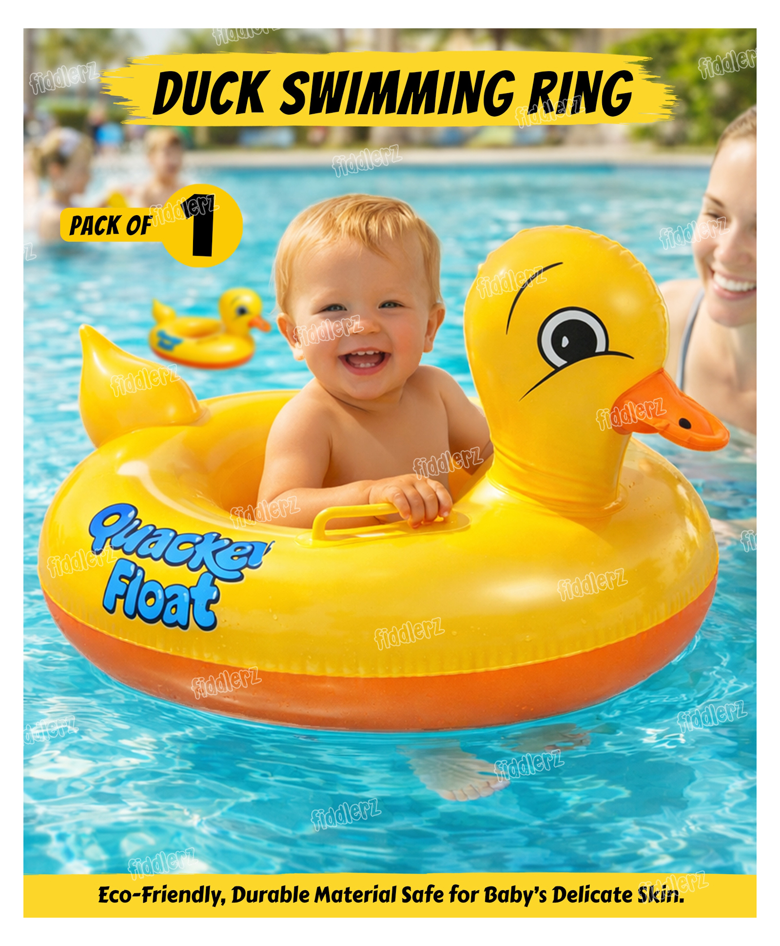 Toysire Inflatable Swimming Float Duck Shape Ring Mat for Pool and Beach Water Swimming Ring Tube for Kids Summer Funny Pool Party Toys(Orange)-image-49
