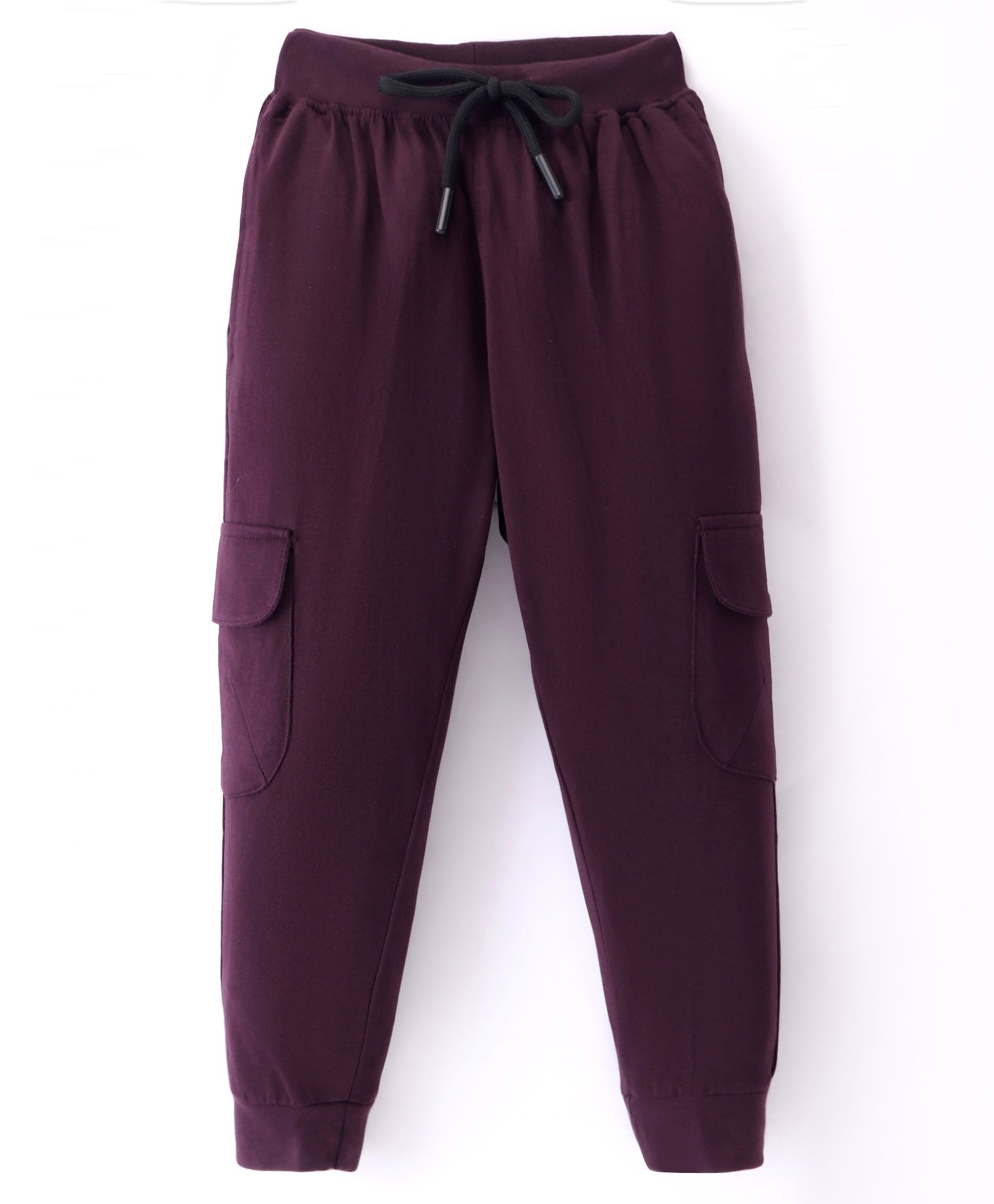 Evimo Single Jersey Full Length Jogger Fit Solid Lounge Pants with Pockets - Wine-picture-26