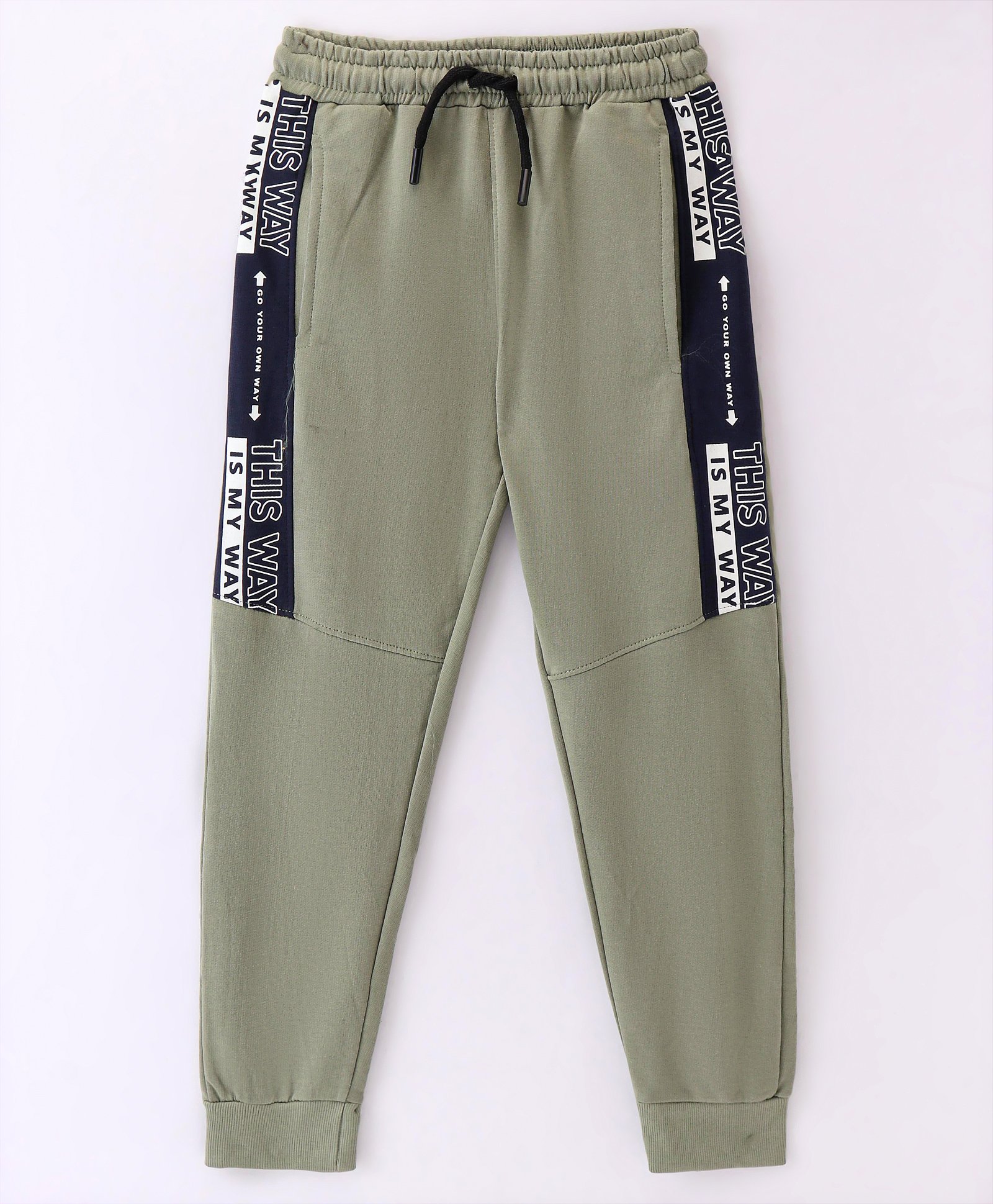 Evimo Single Jersey Full Length Lounge  Pant Text Print - Dusty Green-picture-13