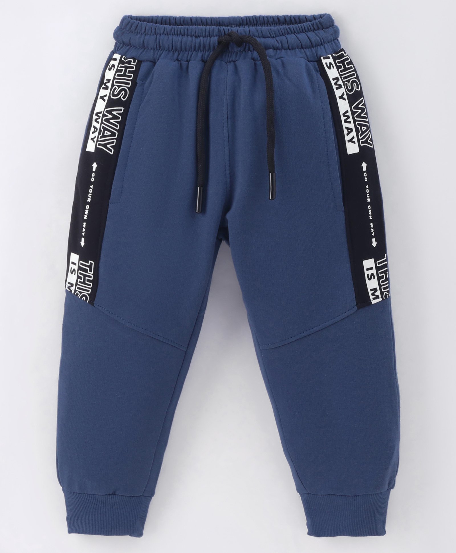 Evimo Single Jersey Full Length Lounge  Pant Text Print - Navy Blue-picture-18