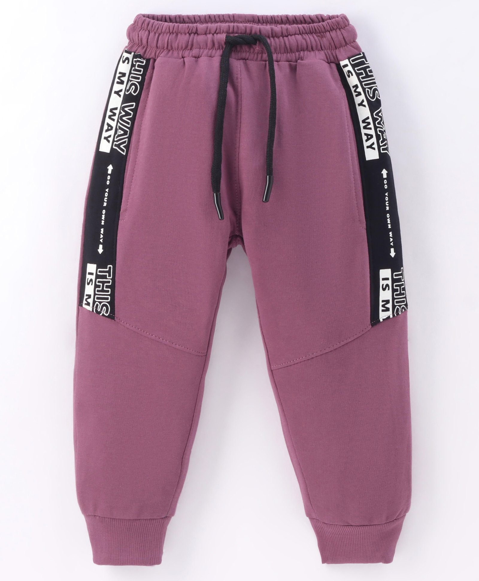 Evimo Single Jersey Full Length Lounge  Pant Text Print - Plum-picture-22
