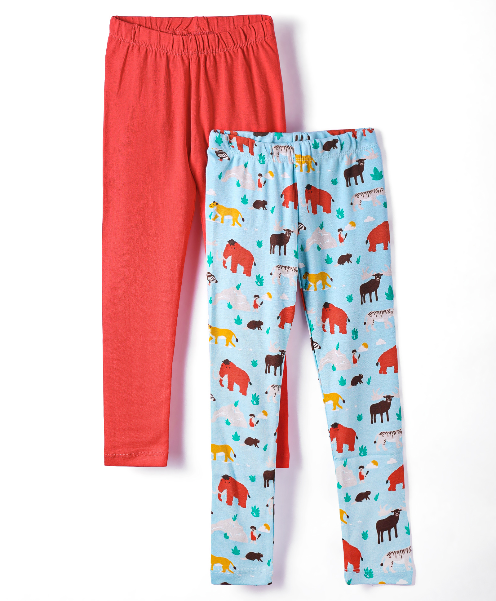 Pspeaches Pack Of 2 Solid & Animals Printed Leggings - Multi Colour-picture-12