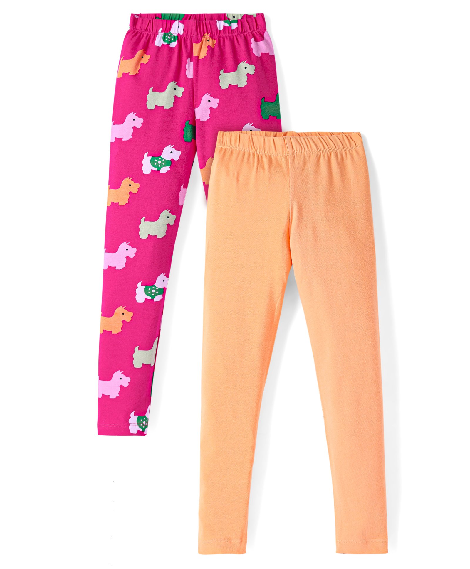 Pspeaches Pack Of 2 Animal Printed & Solid Leggings - Multi Colour-picture-17