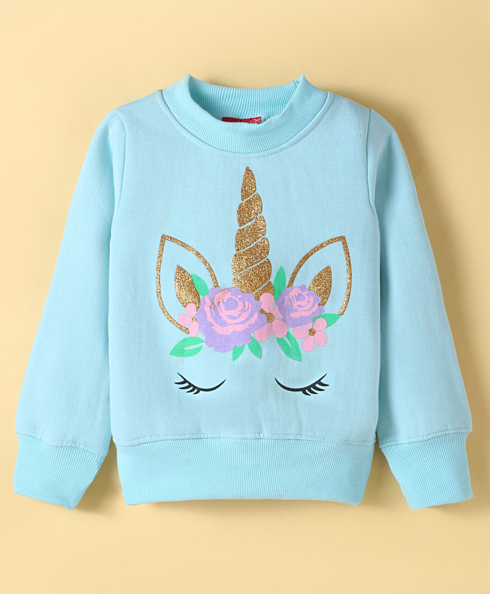 Pspeaches Full Sleeves Unicorn Foil Printed Sweatshirt - Blue-picture-14