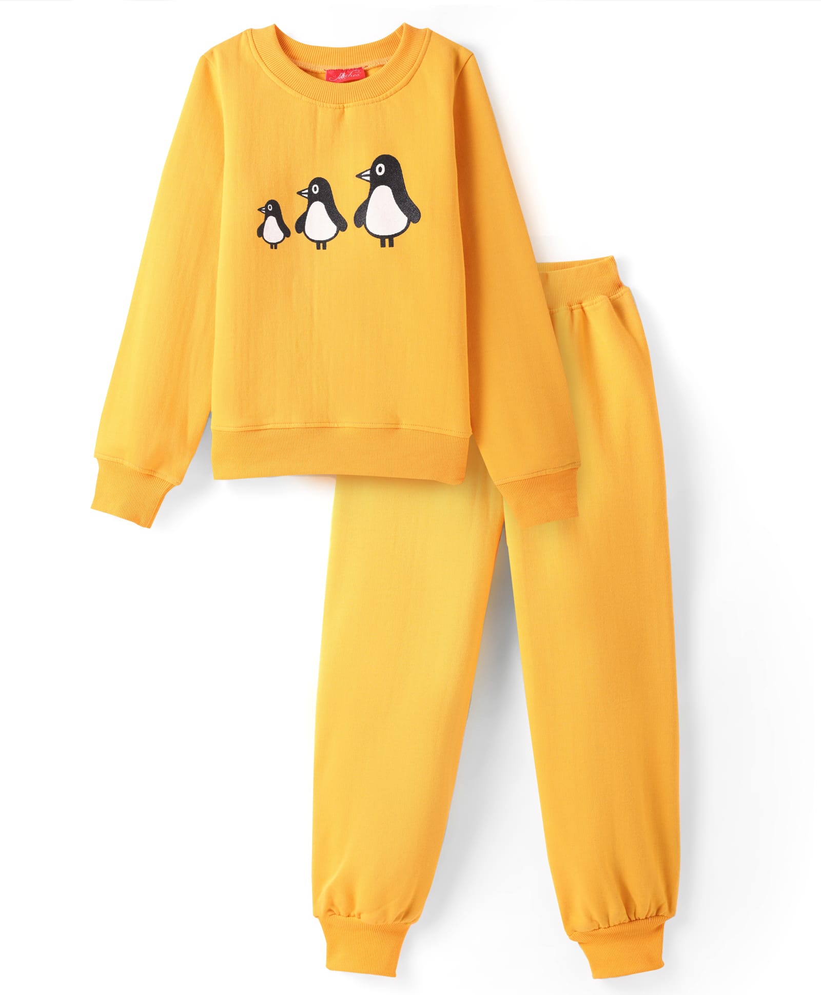 Pspeaches Wool Full Sleeves Penguin Printed Tee With Pyjamas - Yellow-picture-28