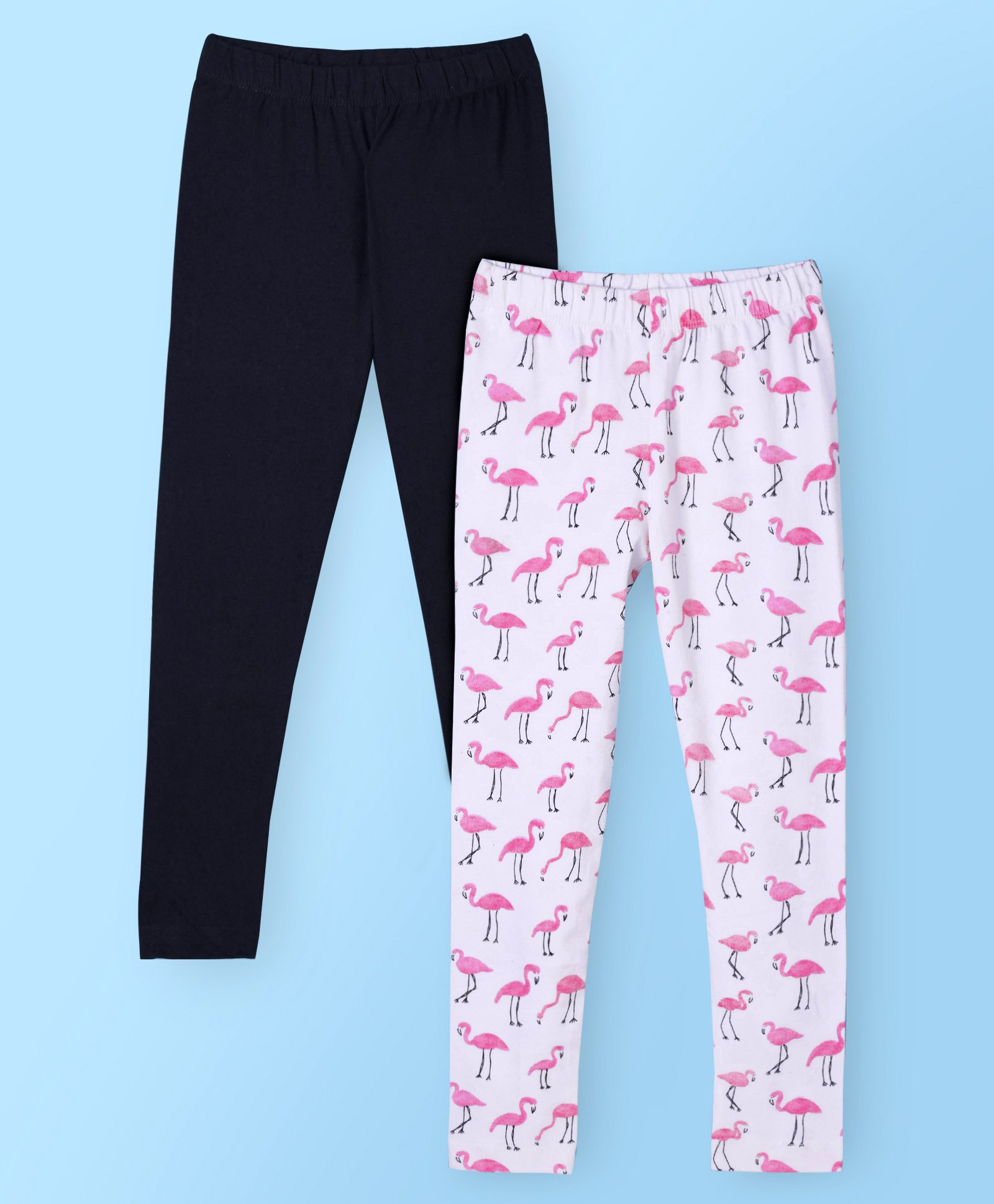 Pspeaches Pack Of 2 Flamingo Printed & Solid Leggings - Multi Colour-picture-14