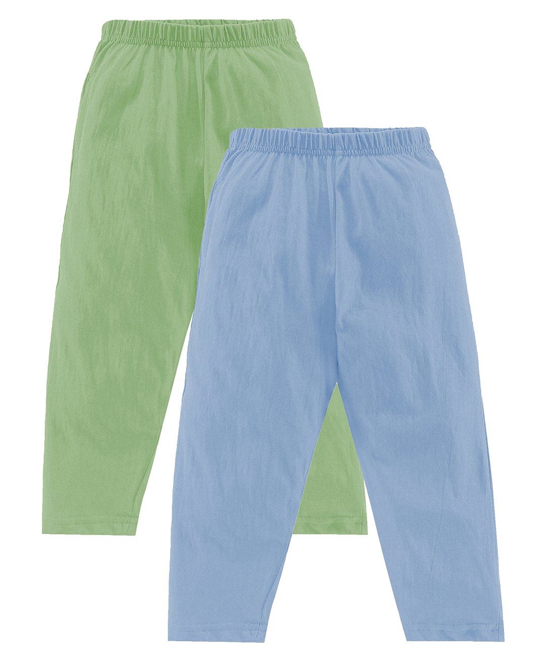Kiddopanti Pack Of 2 Cotton Jersey Solid Pajamas With Single Pocket - Light Green & Ink Blue-image-8