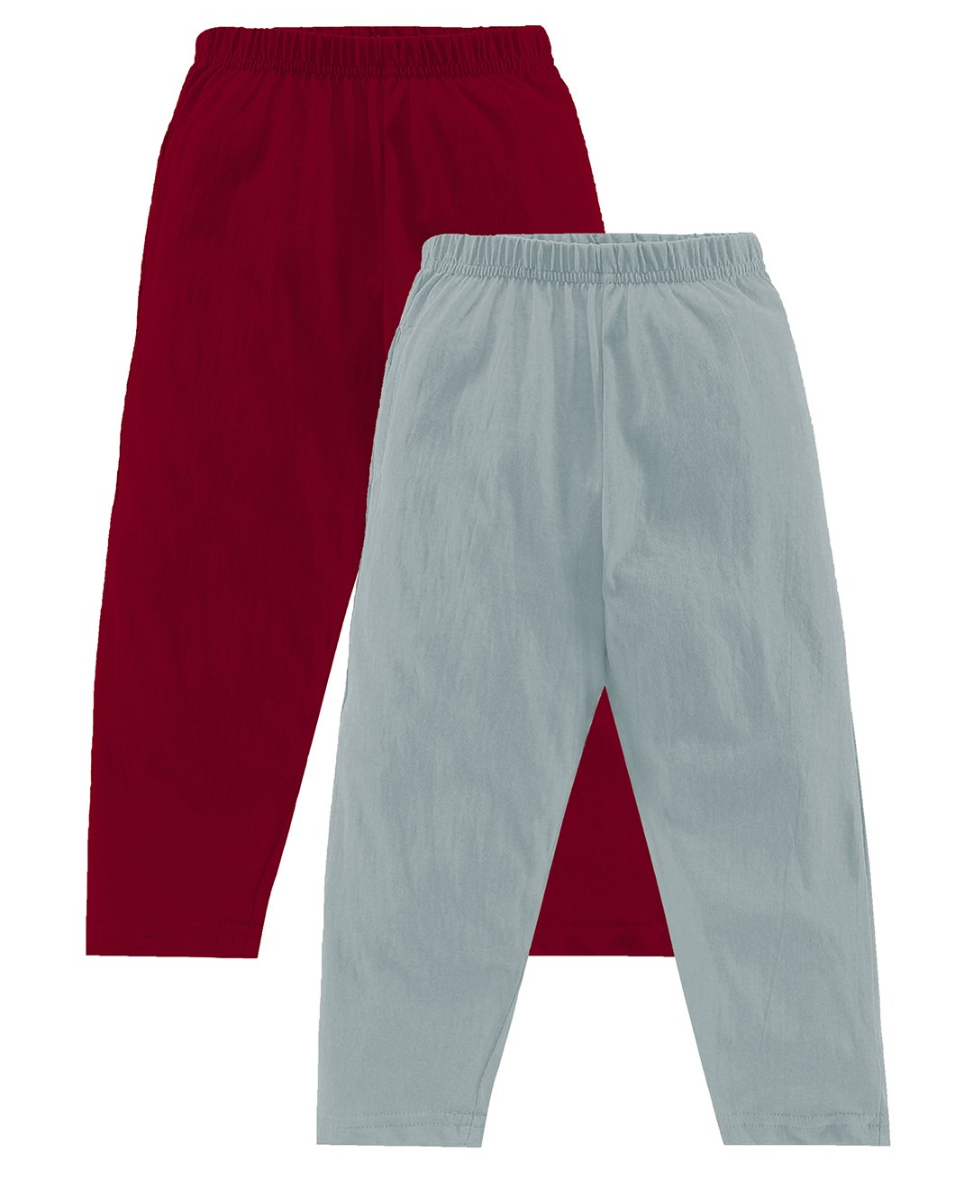 Kiddopanti Pack Of 2 Cotton Jersey Solid Pajamas With Single Pocket - Red & Grey-image-15