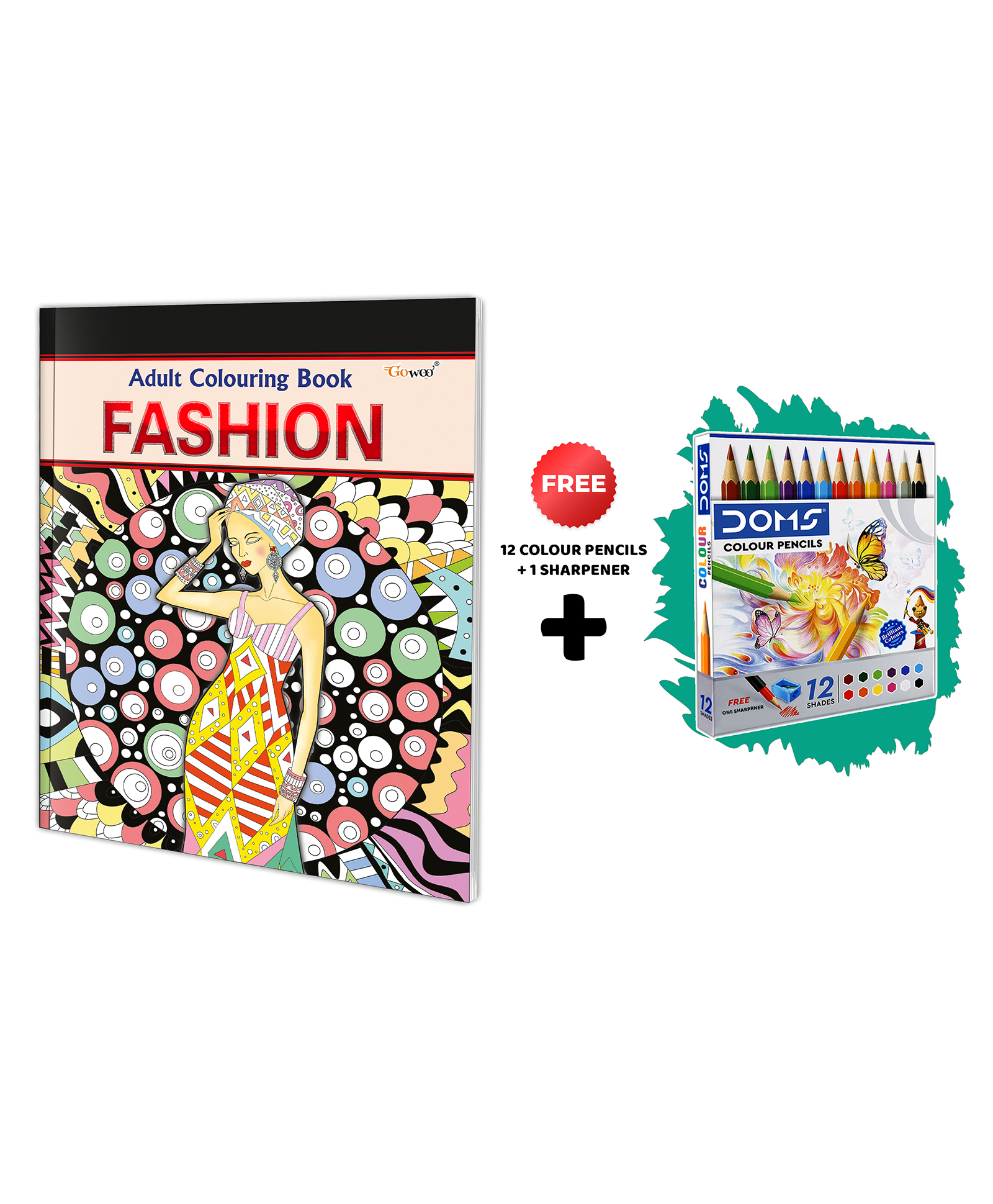 Fashion - Adult Colouring Book with 12 Colour Pencils + 1 Sharpner : Art Coloring Book for Adults, Art Therapy Coloring, Relaxing Art Coloring kit, Coloring Art for peace and relaxation-image-7