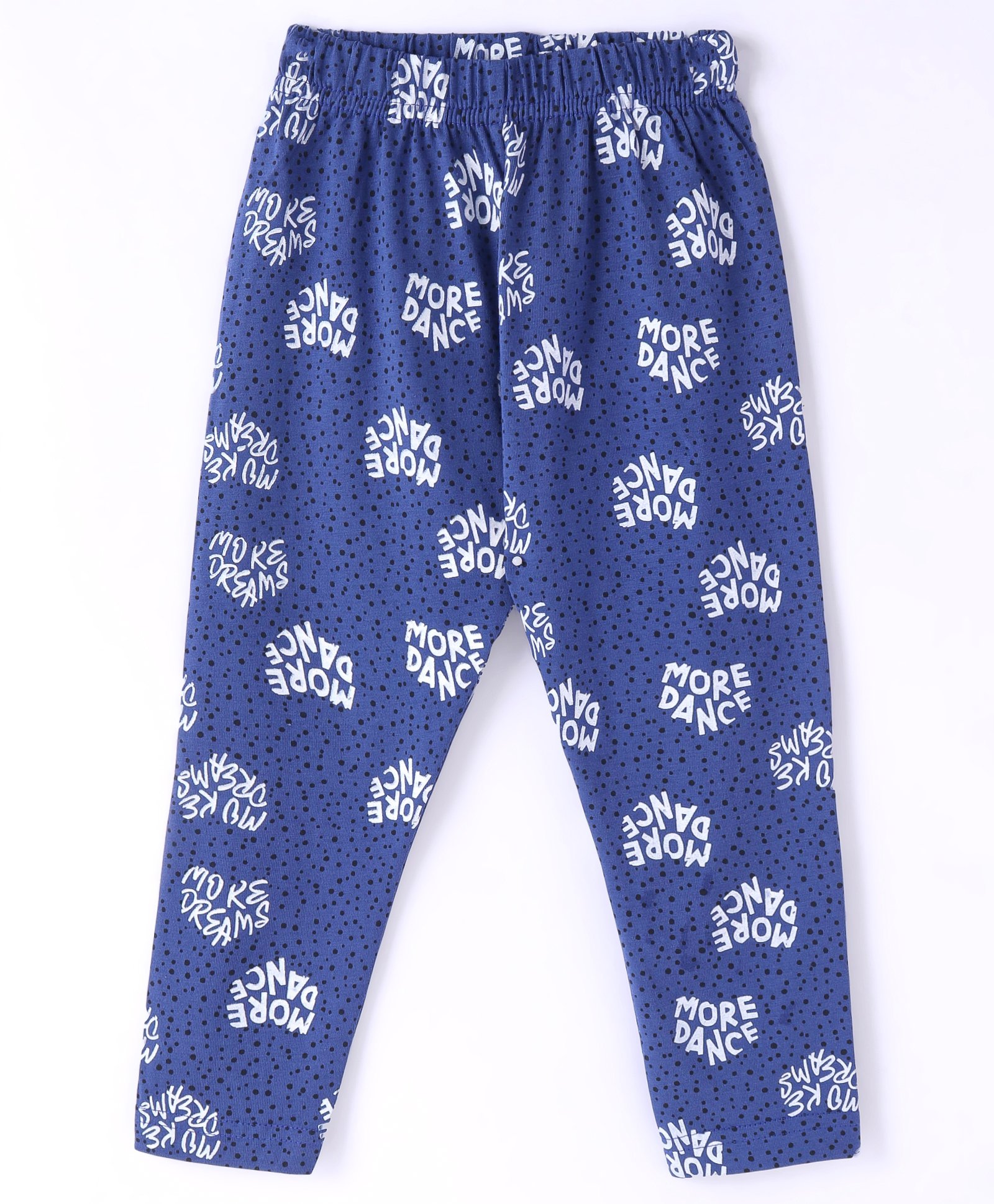 Evimo Single Jersey Knit Full Length Leggings with Text Print - Navy Blue-picture-49