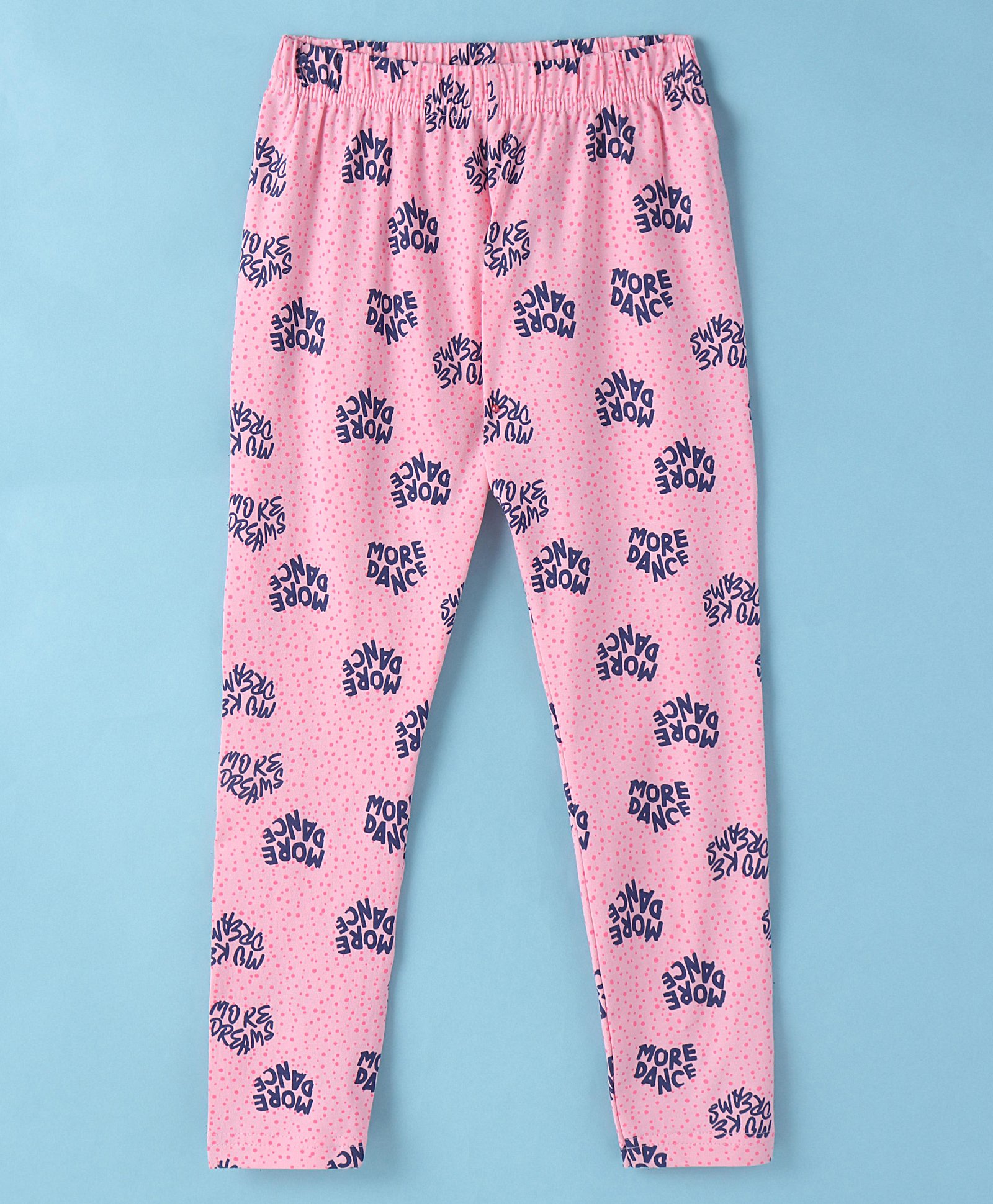 Evimo Single Jersey Knit Full Length Text Printed Legging - Pink-picture-24