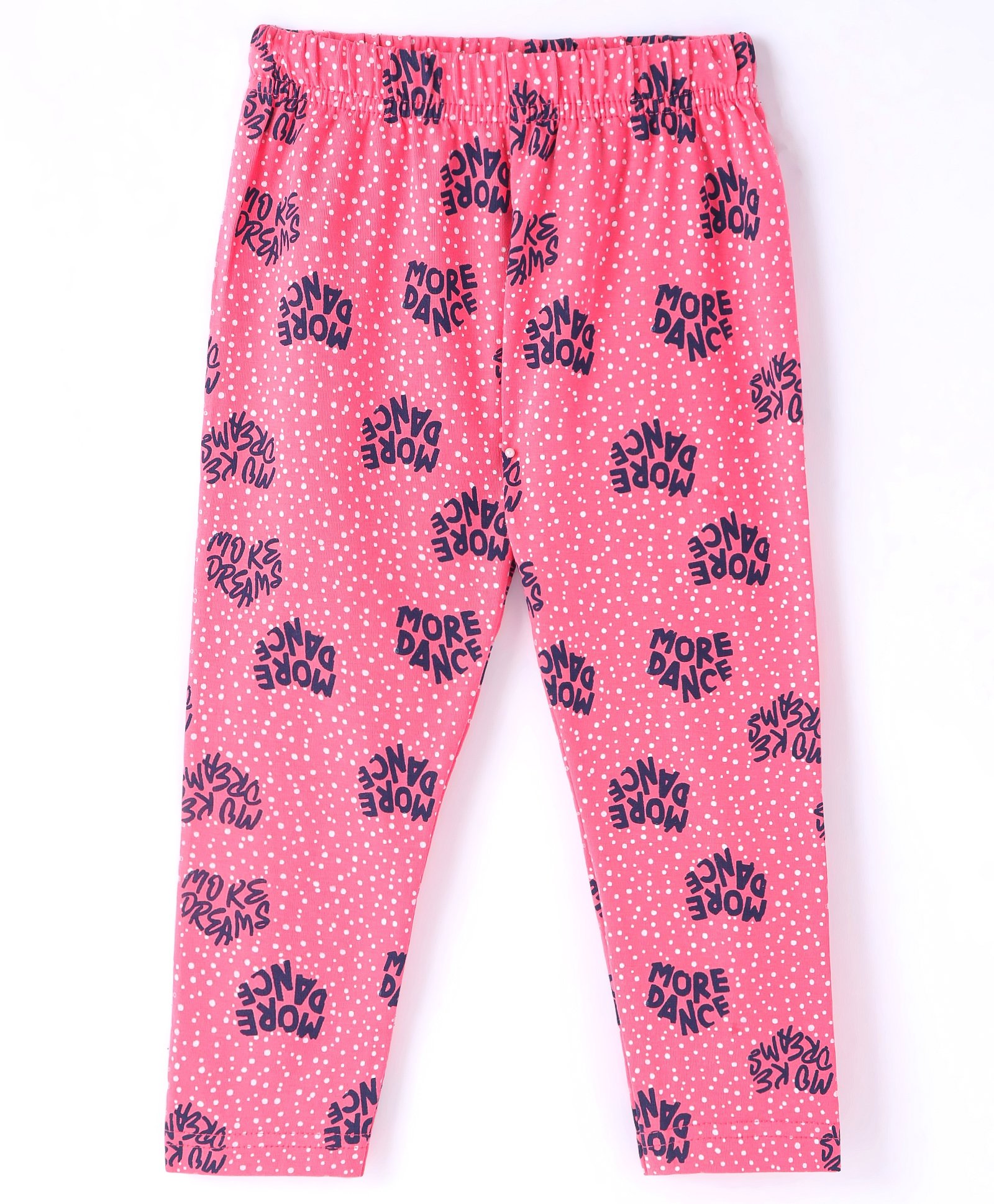 Evimo Single Jersey Knit Full Length Leggings with Text Print - Pink-picture-43