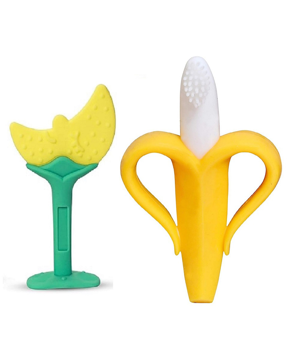 Enorme Silicone Moon Shape Yellow Teething Soft Teether and Banana Shaped Silicone Teether for Babies-image-47