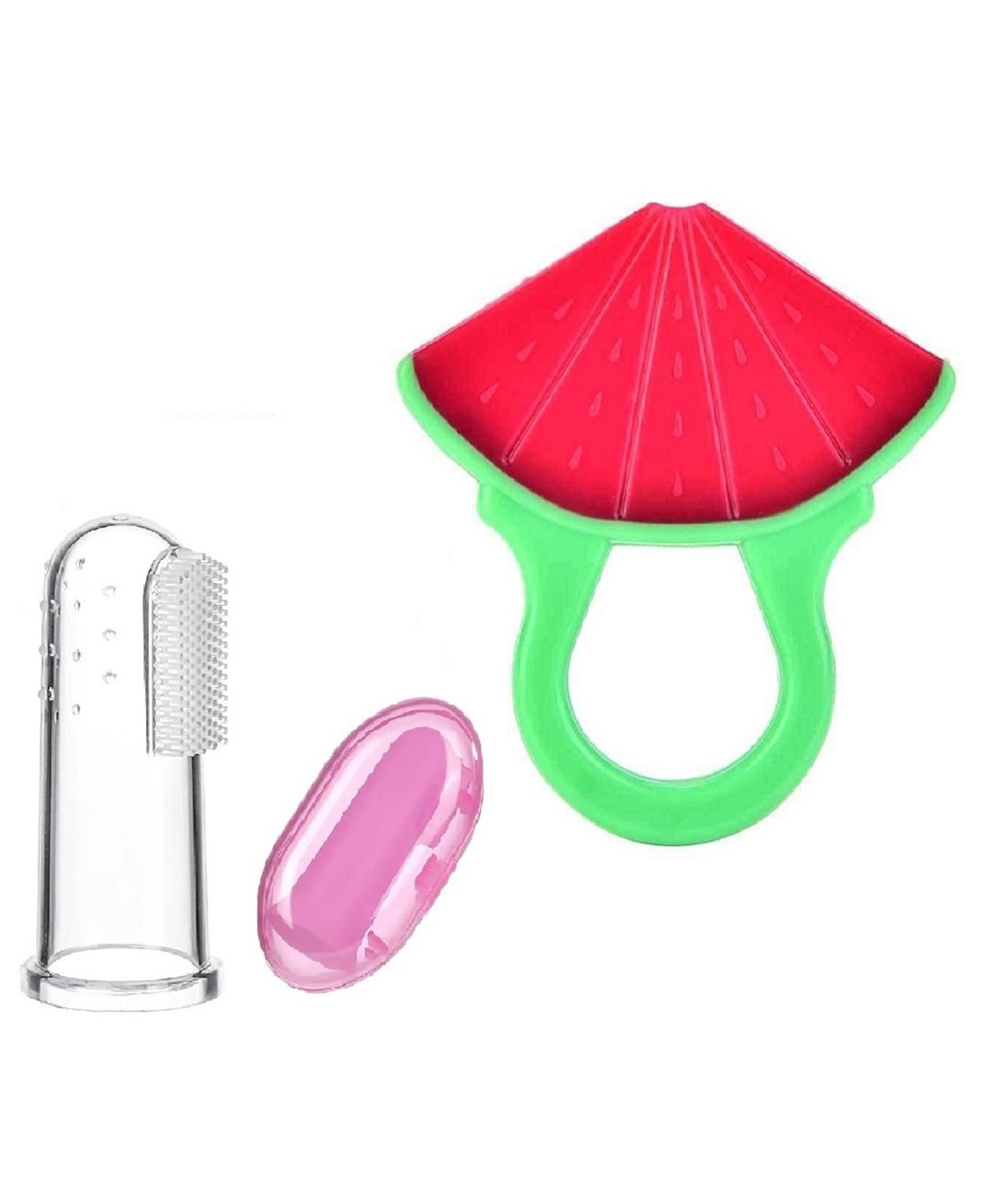 Enorme Silicone Watermelon Shape Red Teething Soft Teether and Baby Silicone Finger Toothbrush with case for Babies-picture-35
