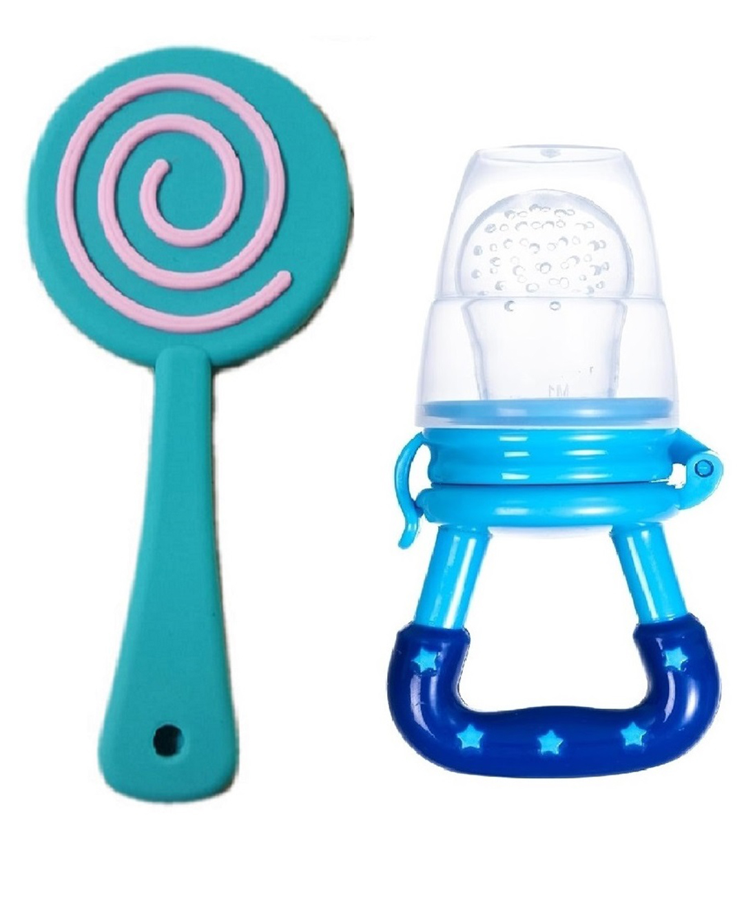 Enorme Silicone Lolipop Shape Multicolor Teething Soft Teether with Silicone Fruit and Food Nibbler Pacifier for Babies-image-4
