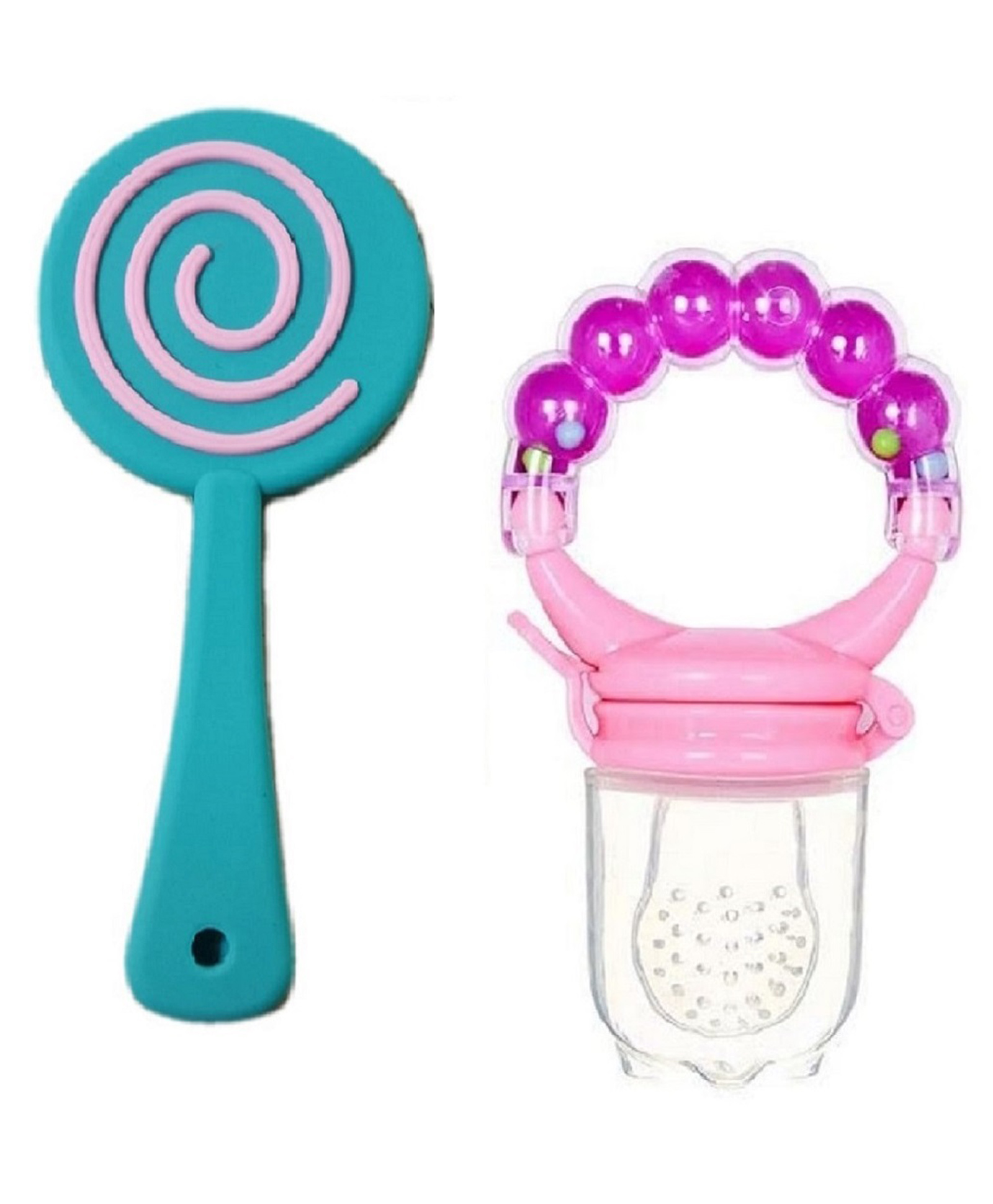 Enorme Silicone Lolipop Shape Multicolor Teething Soft Teether and Ring Style Food Fruit Feeder Nibbler Pacifier for Babies-image-5