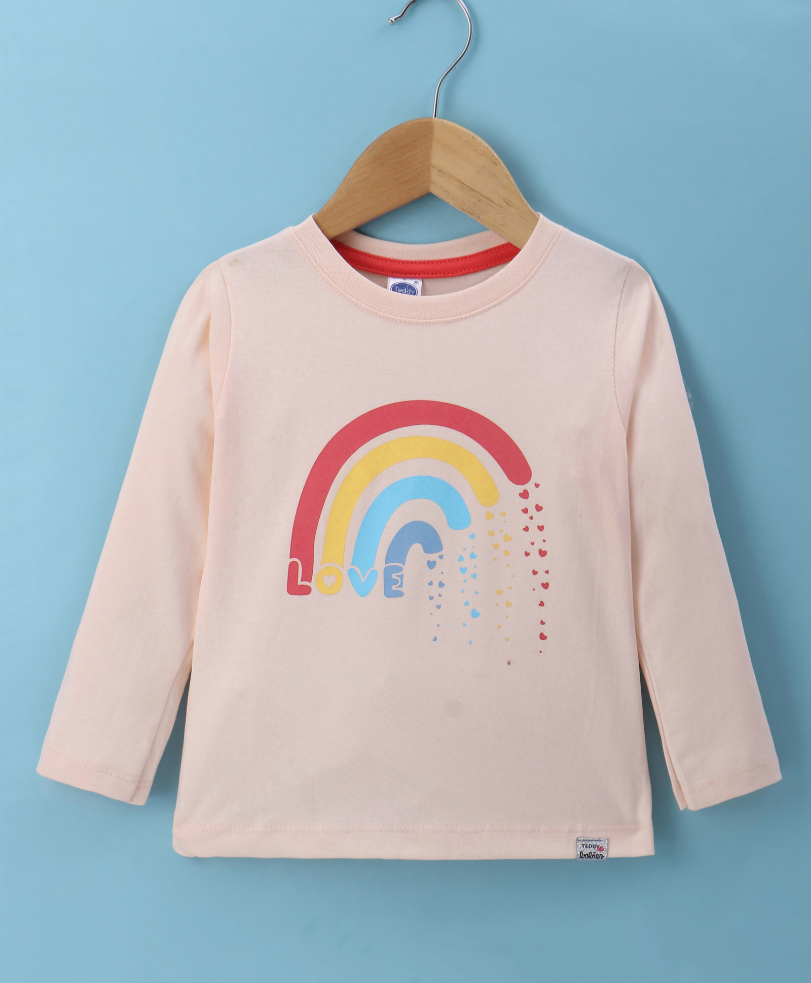 Teddy Sinker Knit Full Sleeves T-Shirt with Text Print - Peach-picture-15