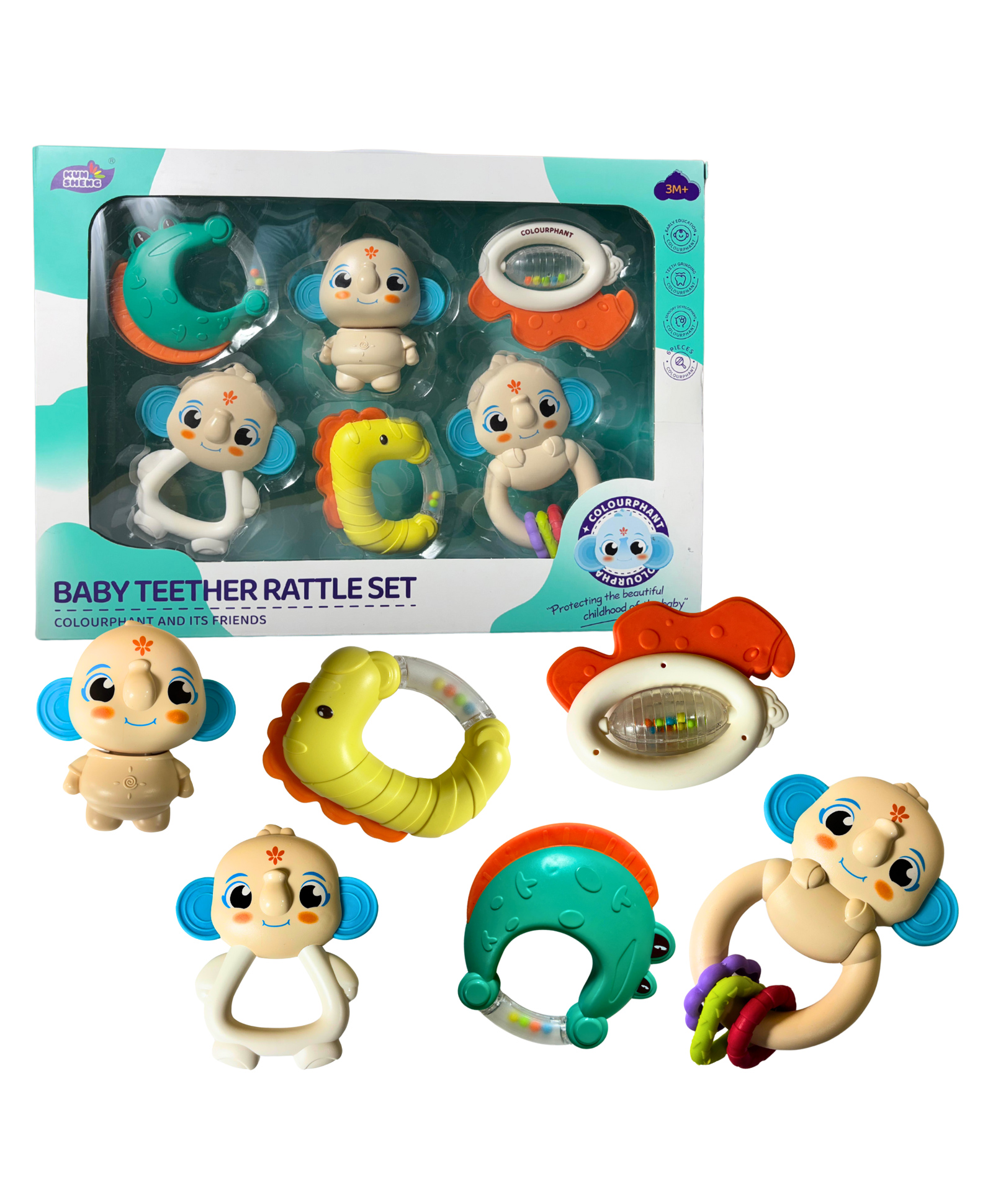 Planet of Toys 6 Pcs Rattles for Baby 0-6 Months | Newborn Baby Toys Rattle Set with Fun Colors & Soft Rattling Sound | BPA Free Infant Teether Toy | Perfect Newborn Toy Set Gift Pack-image-20