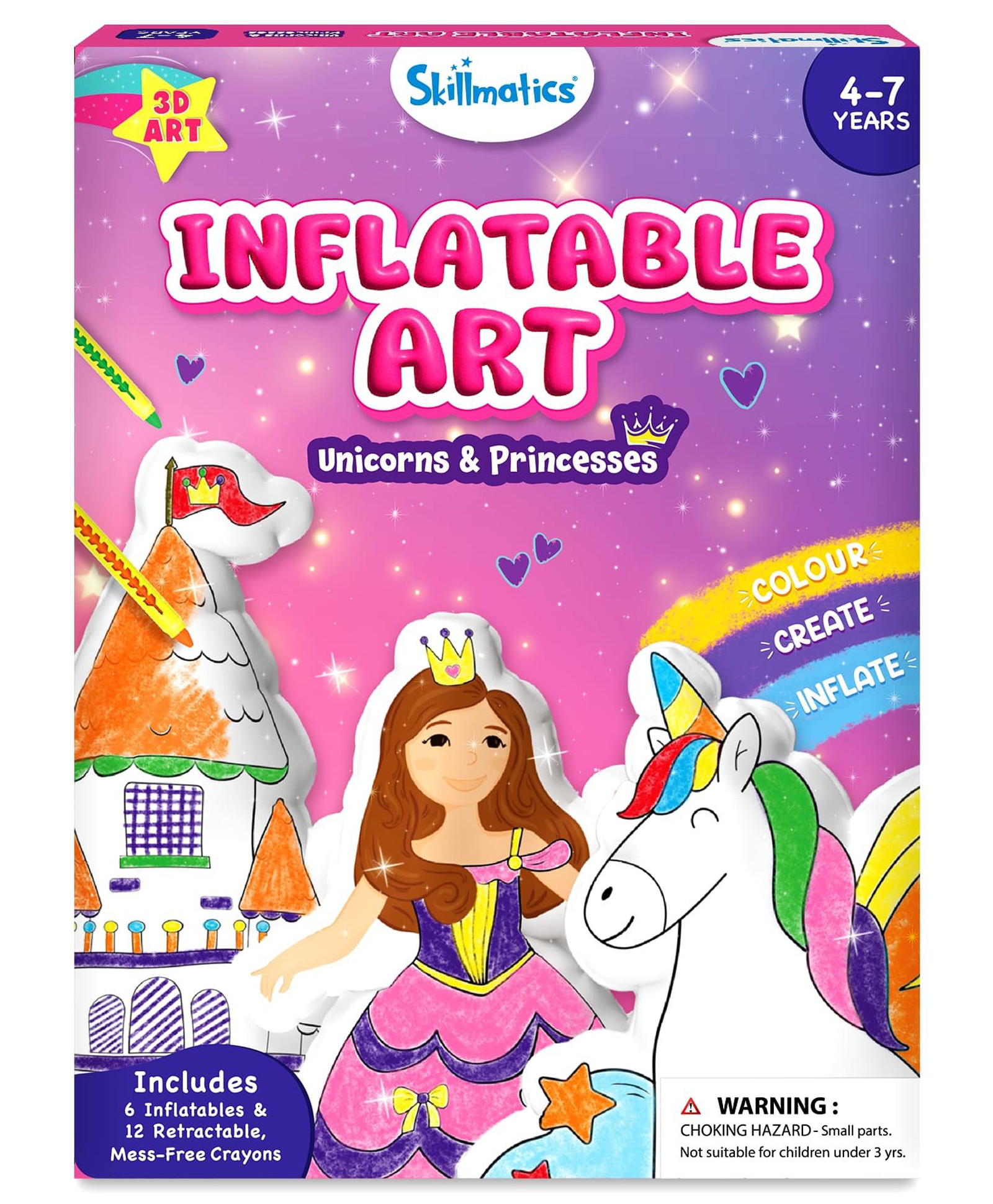 Skillmatics Inflatable Art for Kids - 3D Unicorns & Princesses, Preschool Craft Kits, Fun DIY Activity, Coloring Set, Gifts for Boys & Girls Ages 4, 5, 6, 7-picture-6