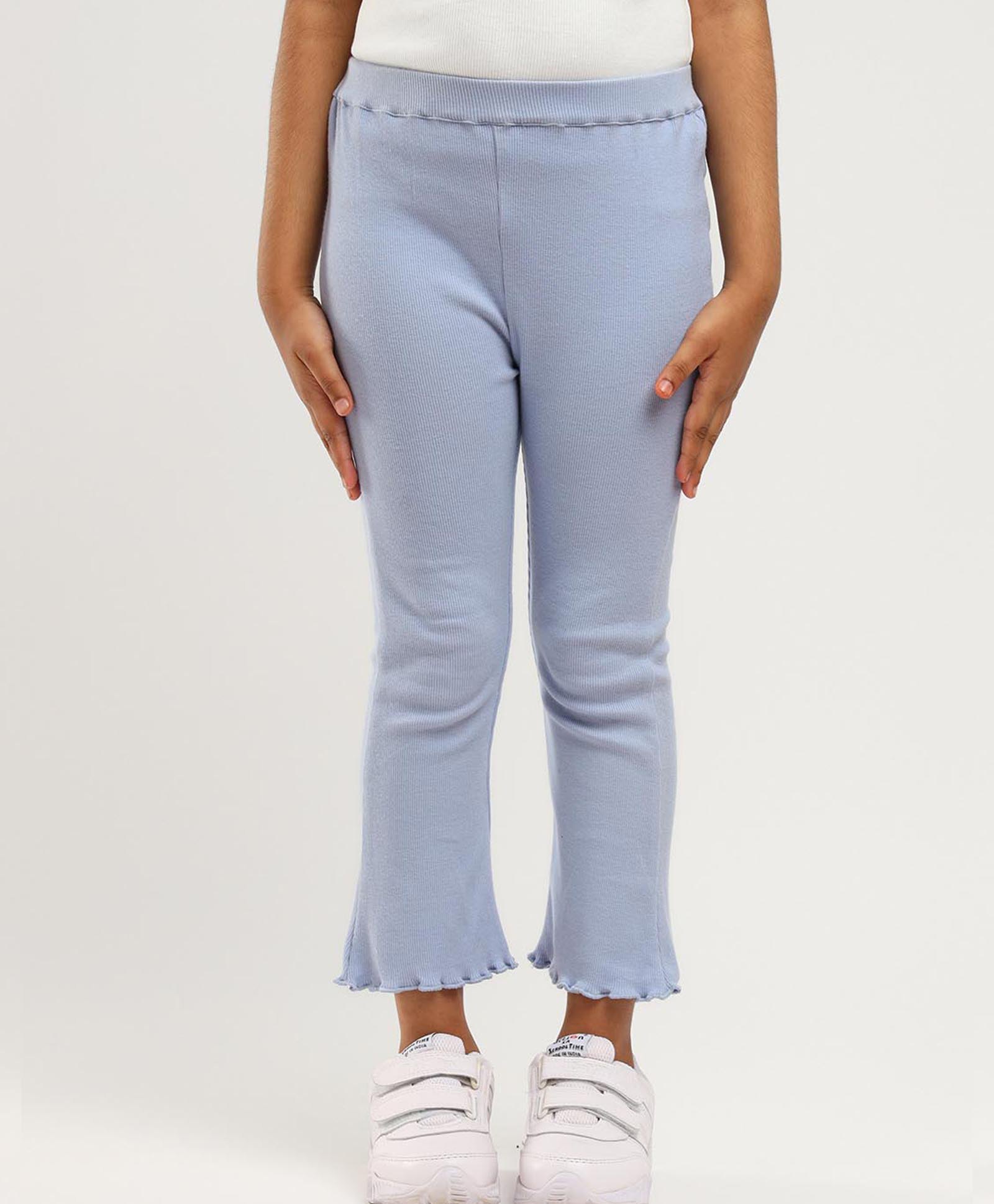 Somersault Ribbed Detail Full Length Solid Flared Pant - Blue-picture-18