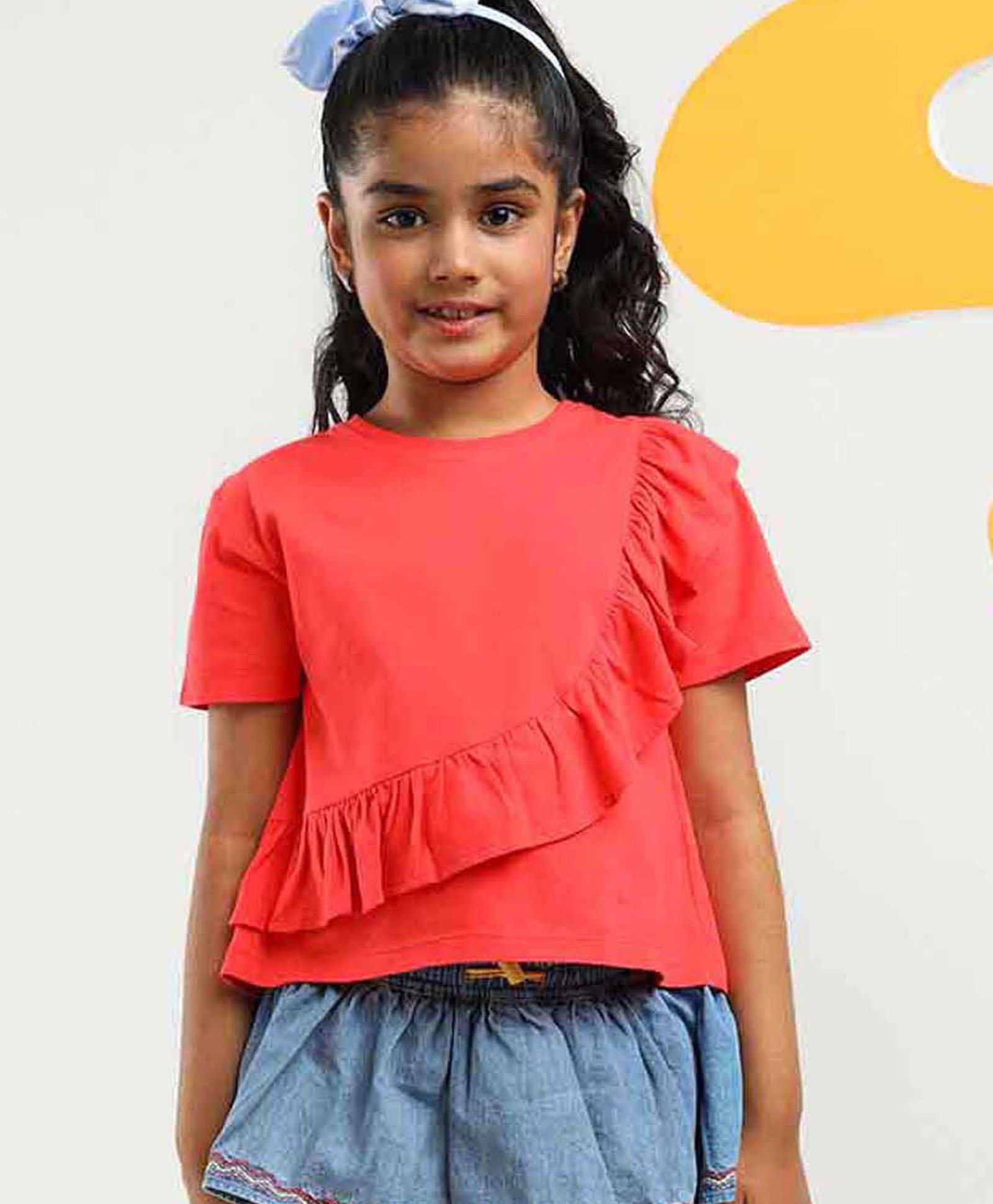 Somersault Half Sleeves Frill Detail Solid Top - Red-image-20