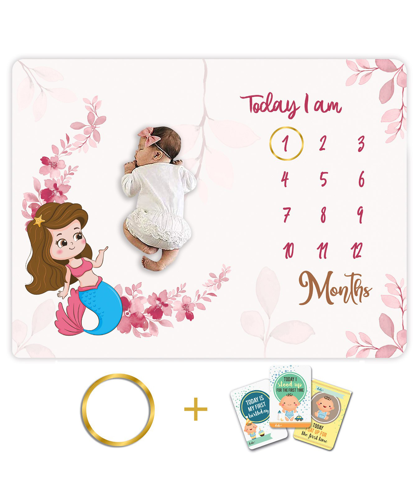 Novo Baby Milestone Multipurpose Blanket and Props Set -Light Pink-image-17