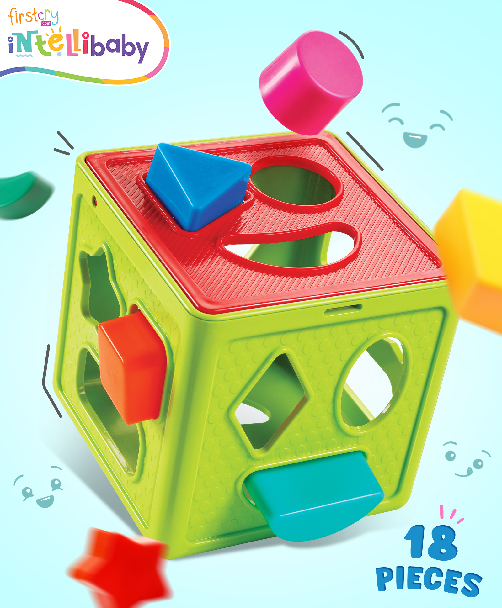 Intellibaby Premium Shape Sorting Cube -  Multicolour-image-0