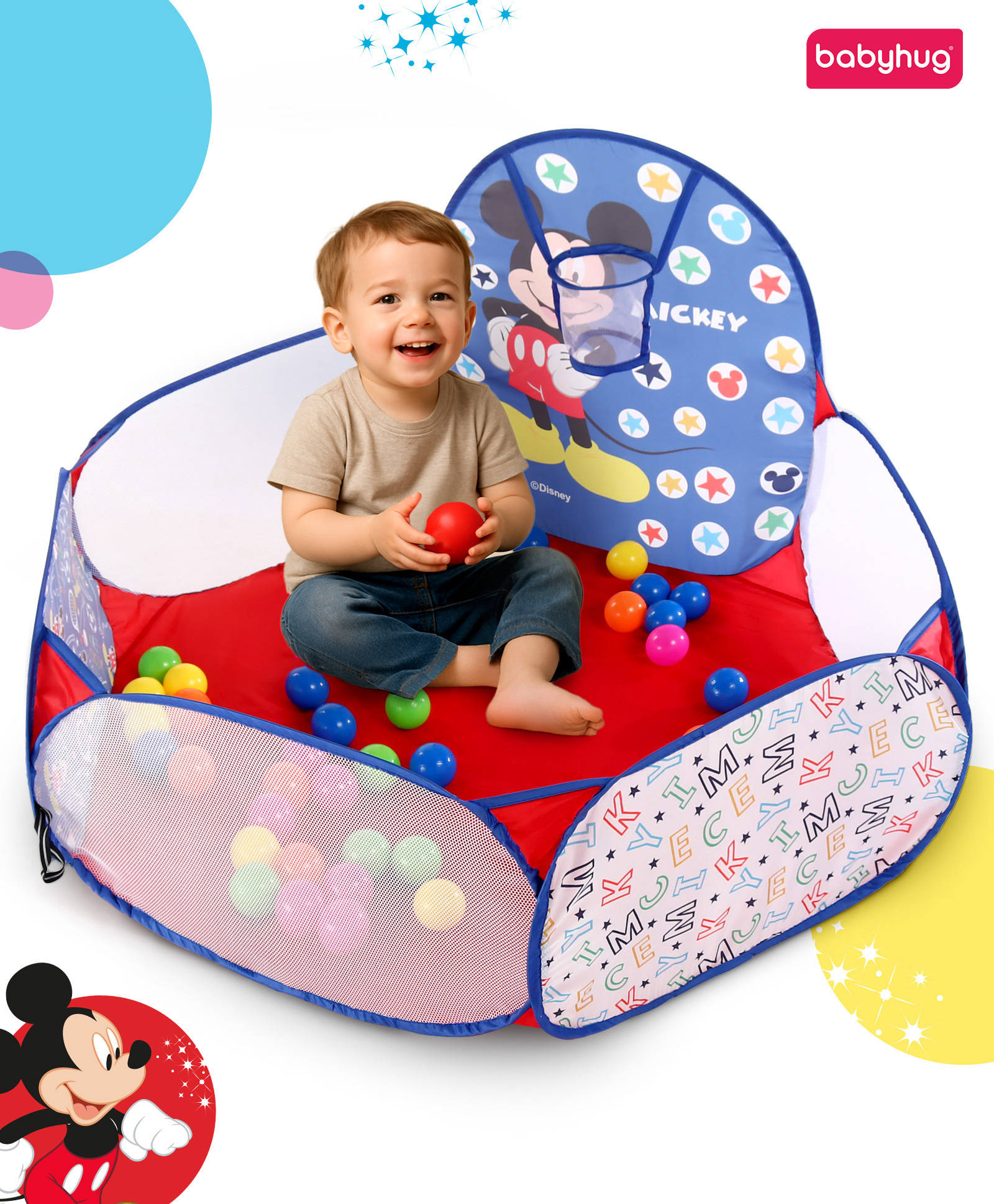 Babyhug Disney Mickey Mouse Printed Activity Ball Pool - Blue-image-38