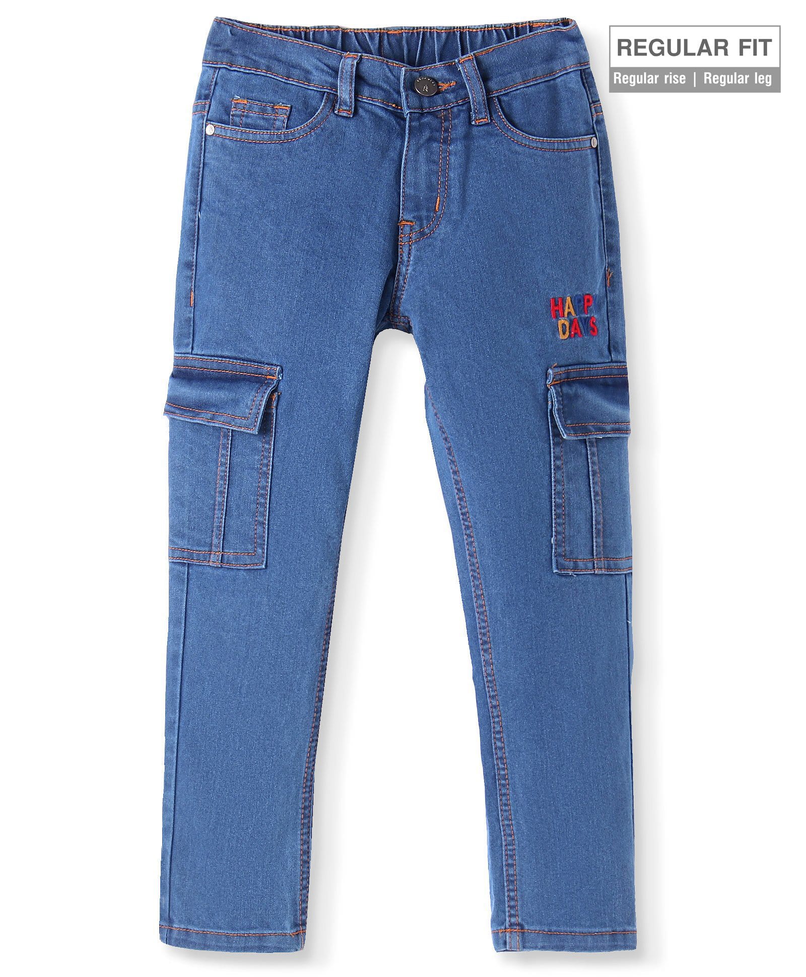 Pine Kids Denim Woven Full Length Washed Jeans With Text Embroidery - Blue-picture-18