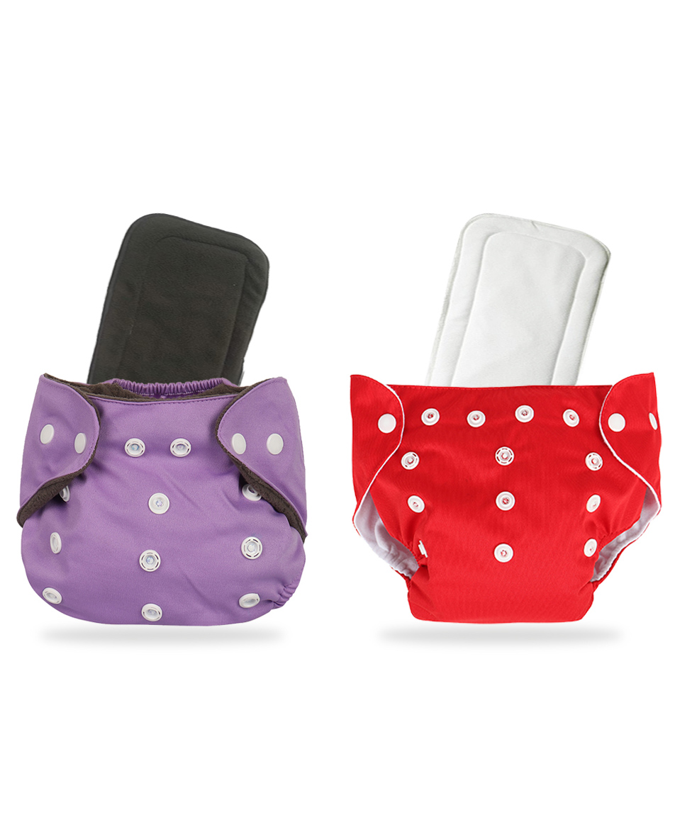 Chinmay Kids One Size Adjustable Baby Cloth Button Diaper - Washable/Reusable Nappies for Infants & Toddlers With Black Insert (8 X 8 inch) Pack of 2-image-48